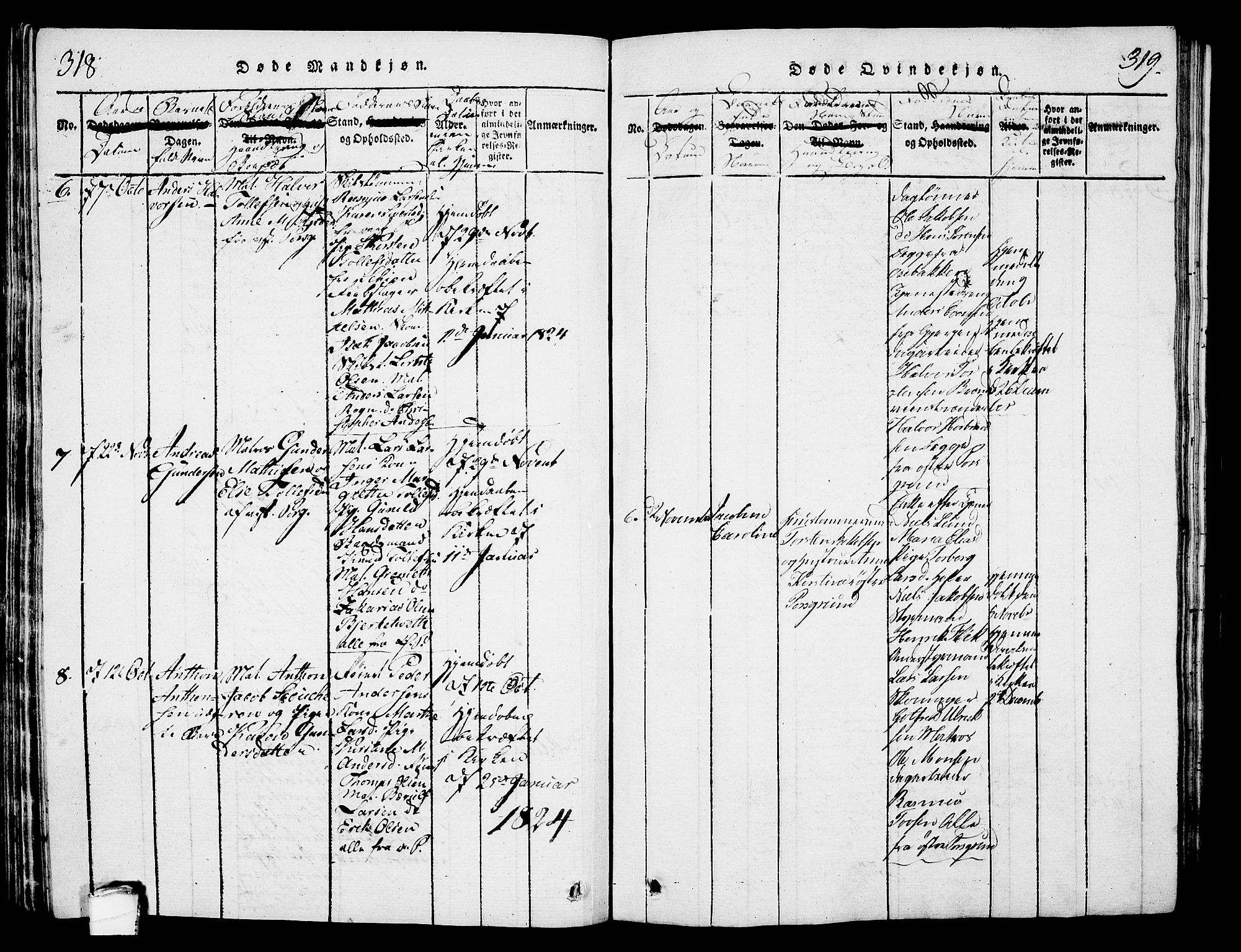 Porsgrunn kirkebøker , AV/SAKO-A-104/G/Gb/L0001: Parish register (copy) no. II 1, 1817-1828, p. 318-319