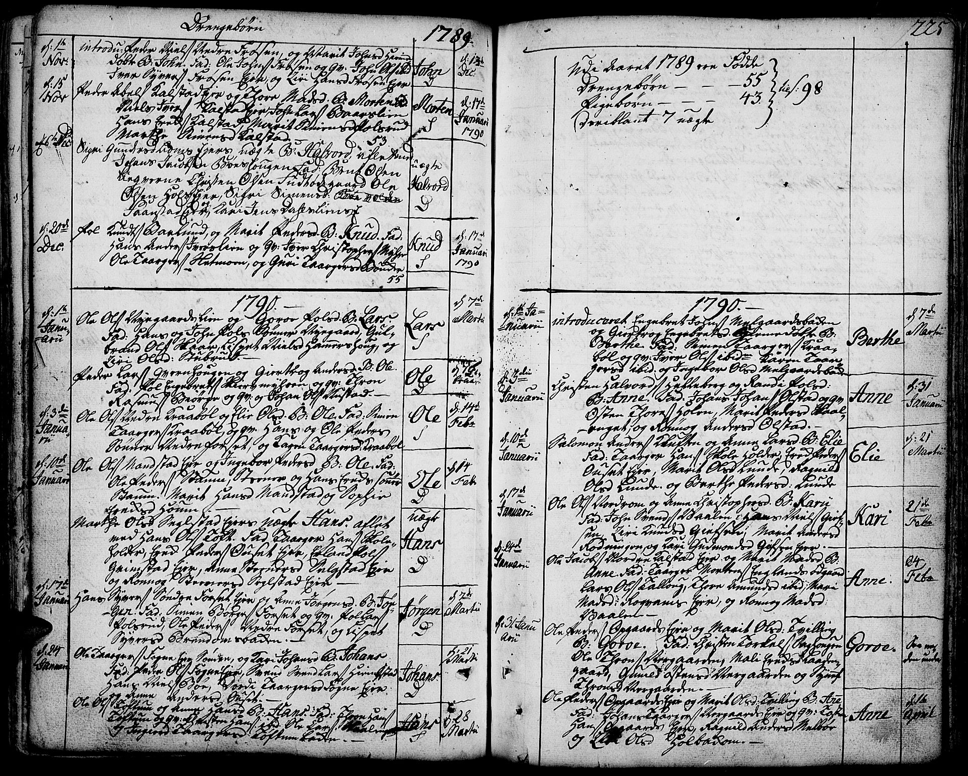 Gausdal prestekontor, SAH/PREST-090/H/Ha/Haa/L0003: Parish register (official) no. 3, 1758-1809, p. 225