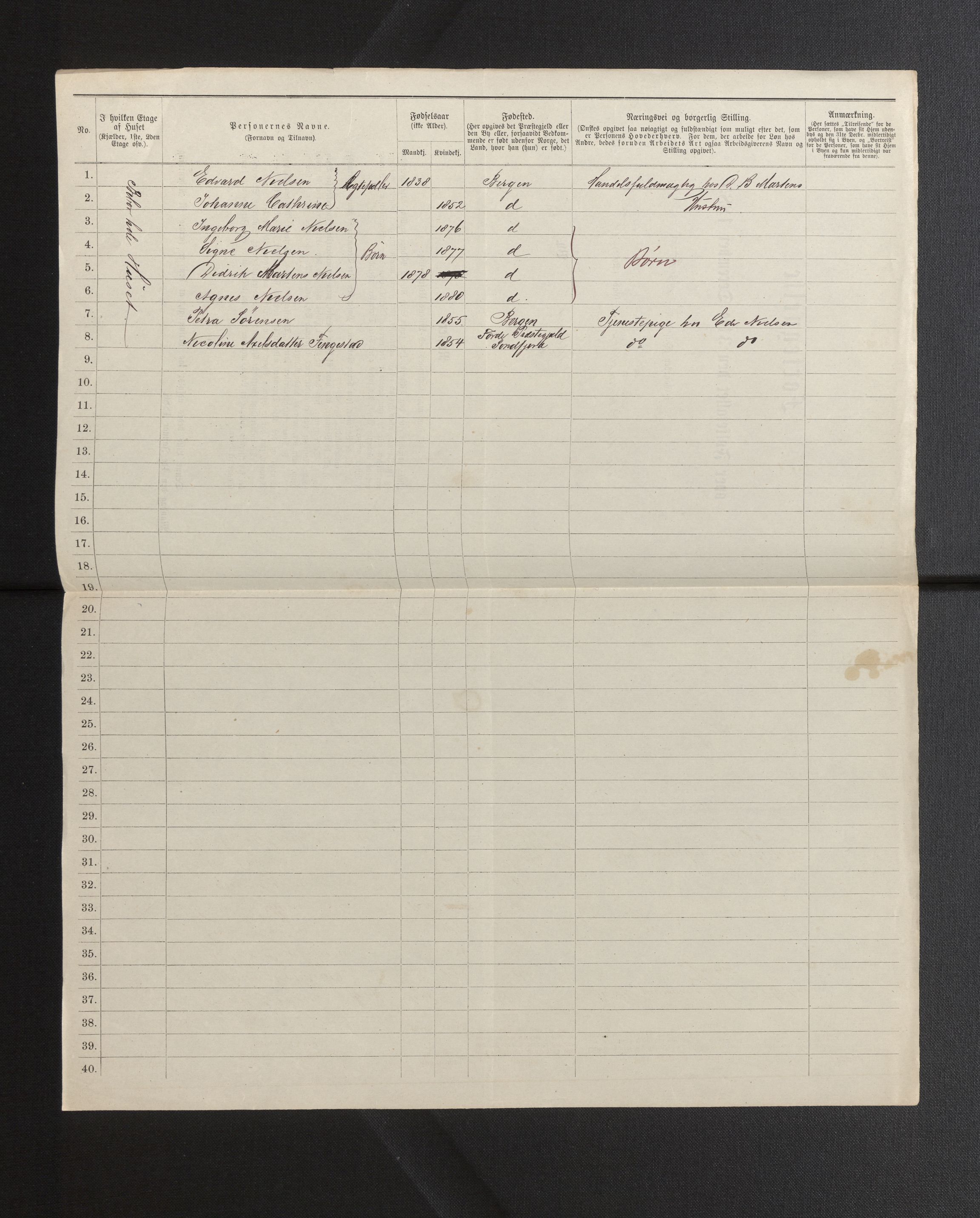 SAB, 1885 census for 1301 Bergen, 1885, p. 1499