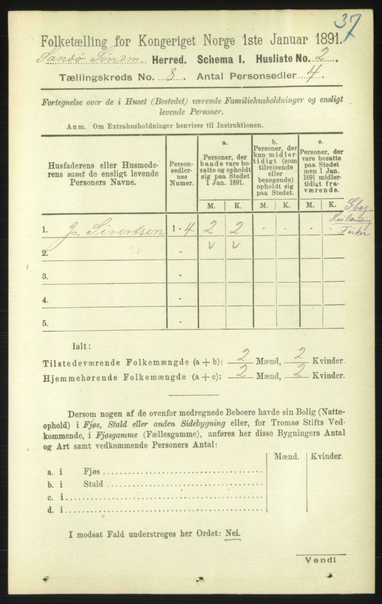 RA, 1891 census for 1514 Sande, 1891, p. 1360
