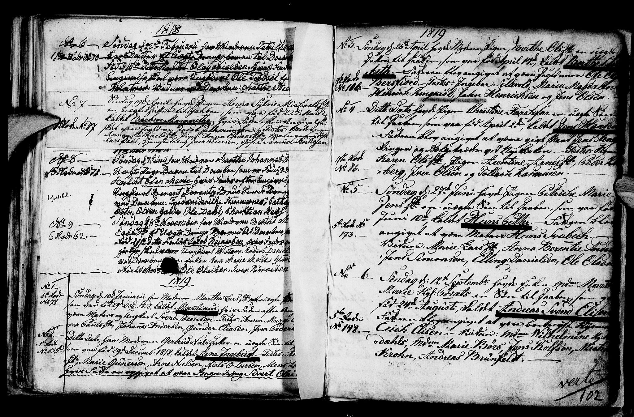 Nykirken Sokneprestembete, AV/SAB-A-77101/H/Haa/L0001: Parish register (official) no. A 1, 1668-1820, p. 102