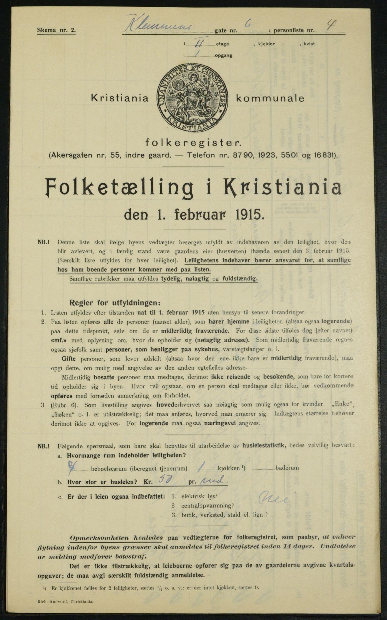 OBA, Municipal Census 1915 for Kristiania, 1915, p. 12889