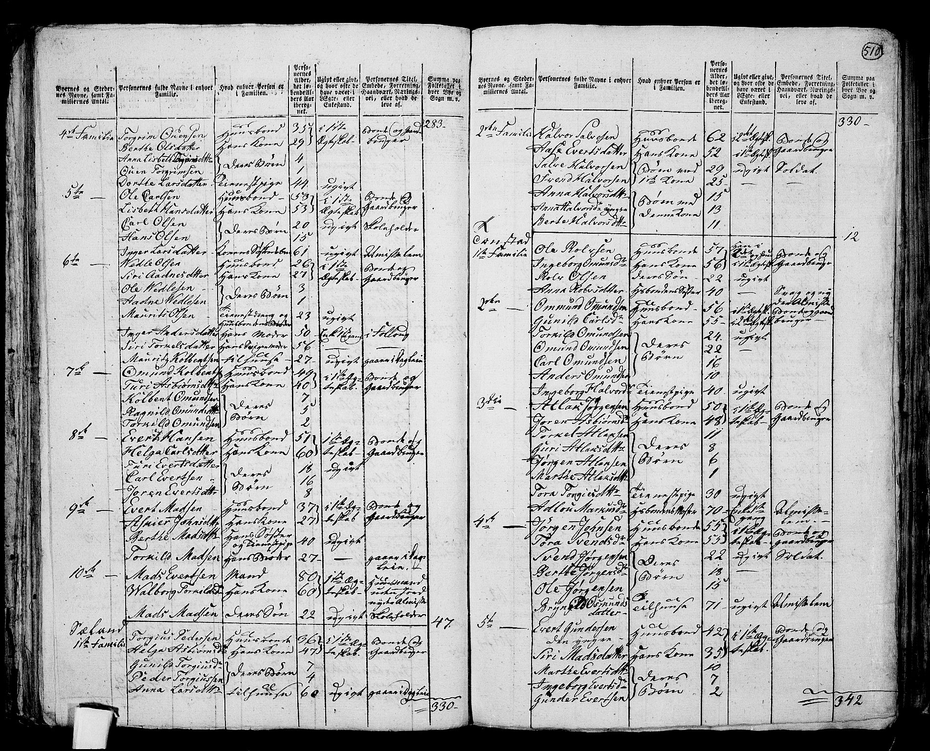 RA, 1801 census for 1045P Bakke, 1801, p. 509b-510a