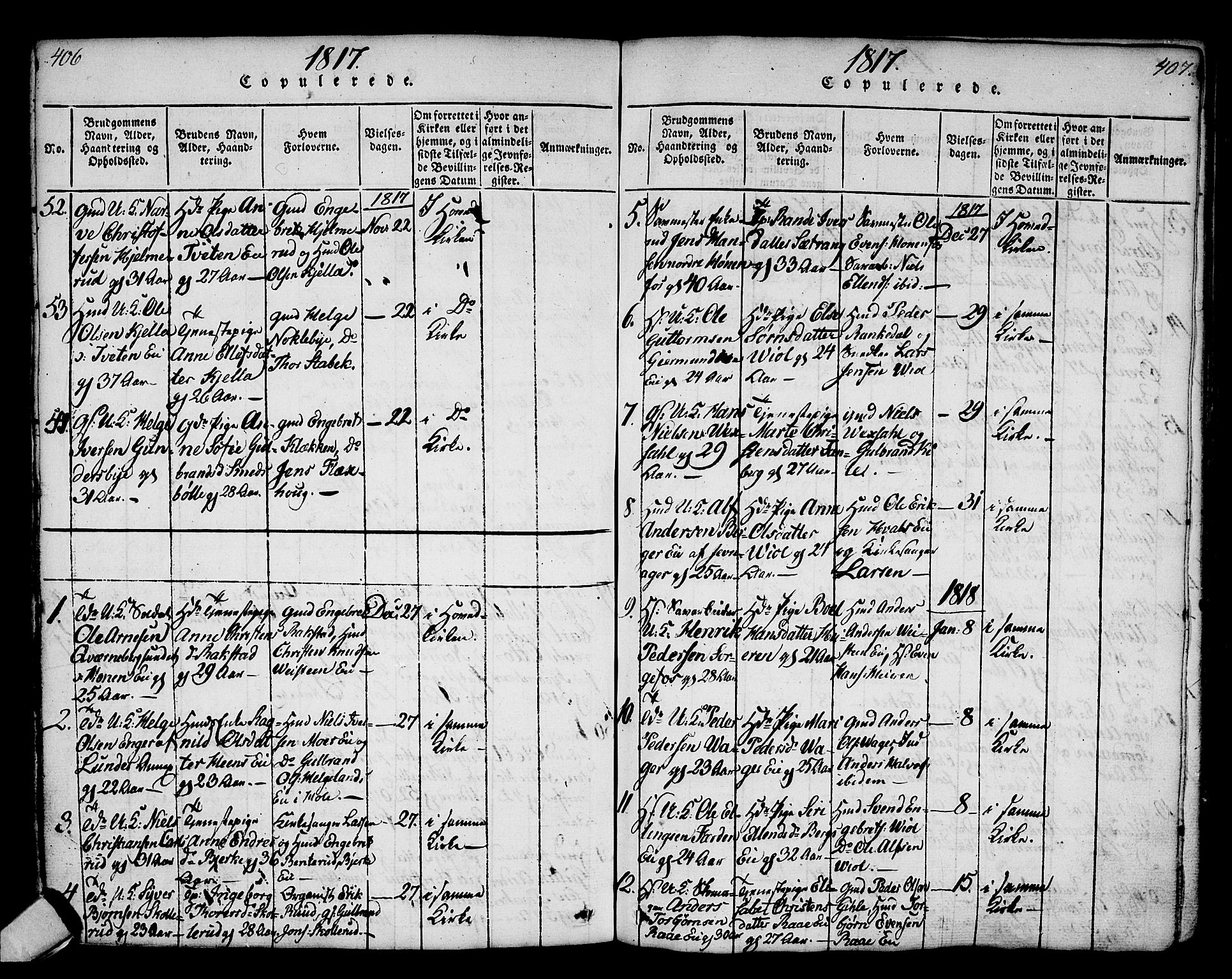 Norderhov kirkebøker, AV/SAKO-A-237/G/Ga/L0002: Parish register (copy) no. I 2, 1814-1867, p. 406-407