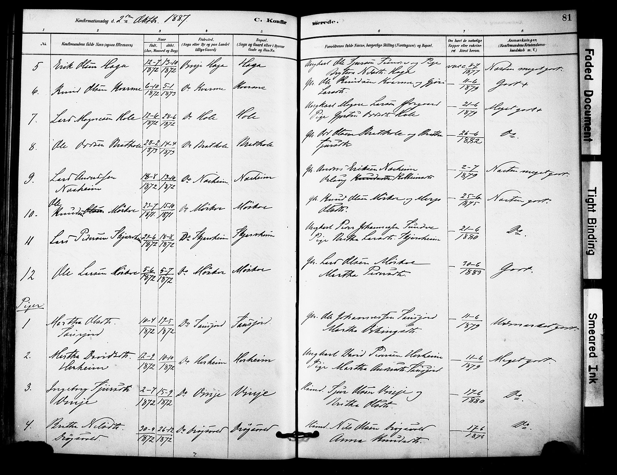 Vossestrand Sokneprestembete, AV/SAB-A-79101/H/Haa: Parish register (official) no. C 1, 1878-1903, p. 81