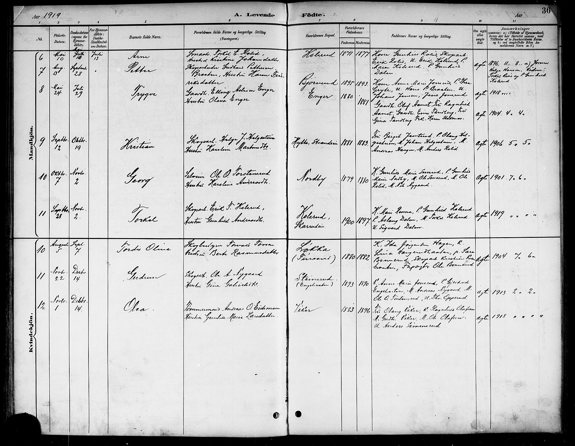 Ådal kirkebøker, SAKO/A-248/G/Ga/L0004: Parish register (copy) no.  I 4, 1891-1920, p. 36