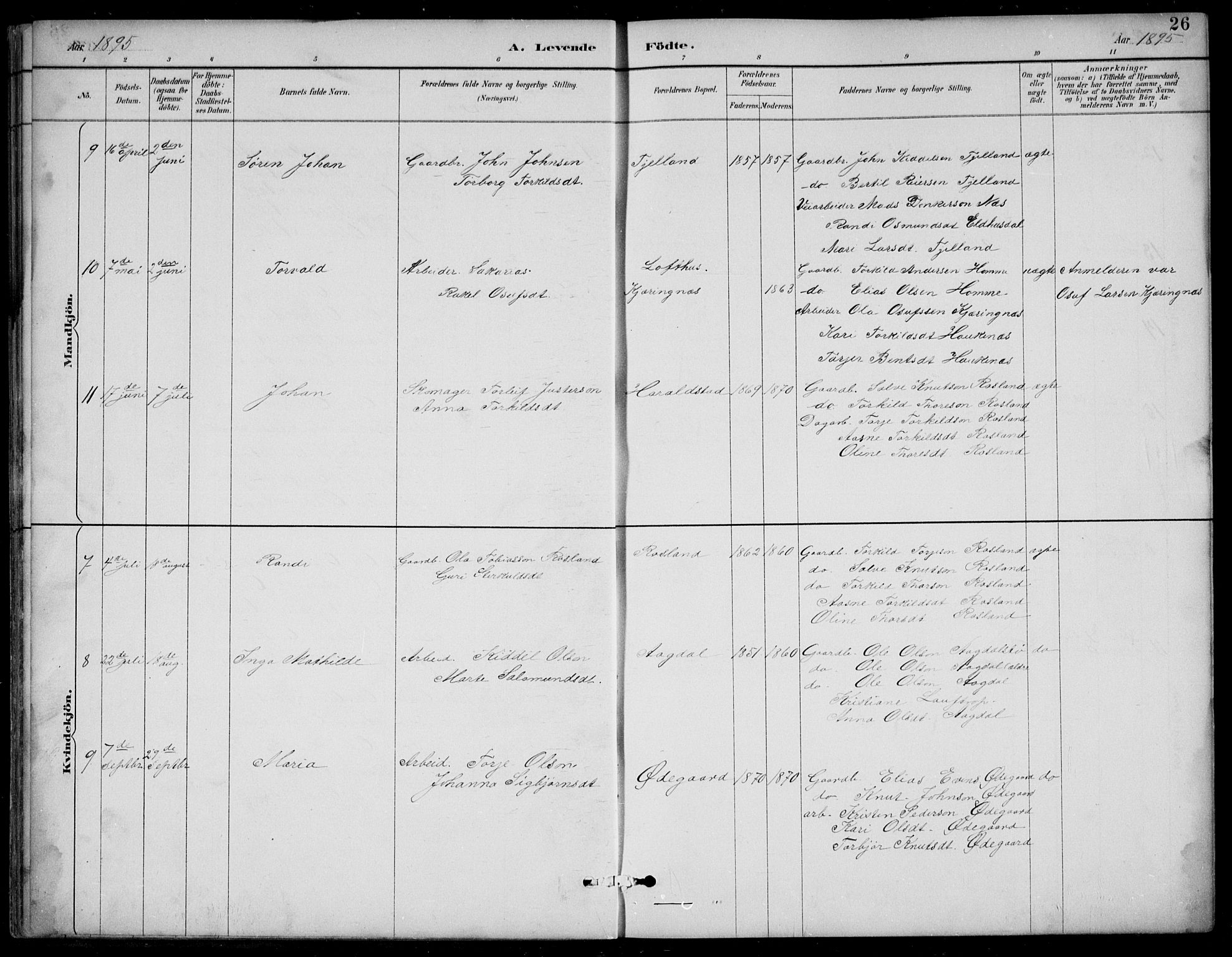 Bjelland sokneprestkontor, AV/SAK-1111-0005/F/Fb/Fba/L0005: Parish register (copy) no. B 5, 1887-1923, p. 26