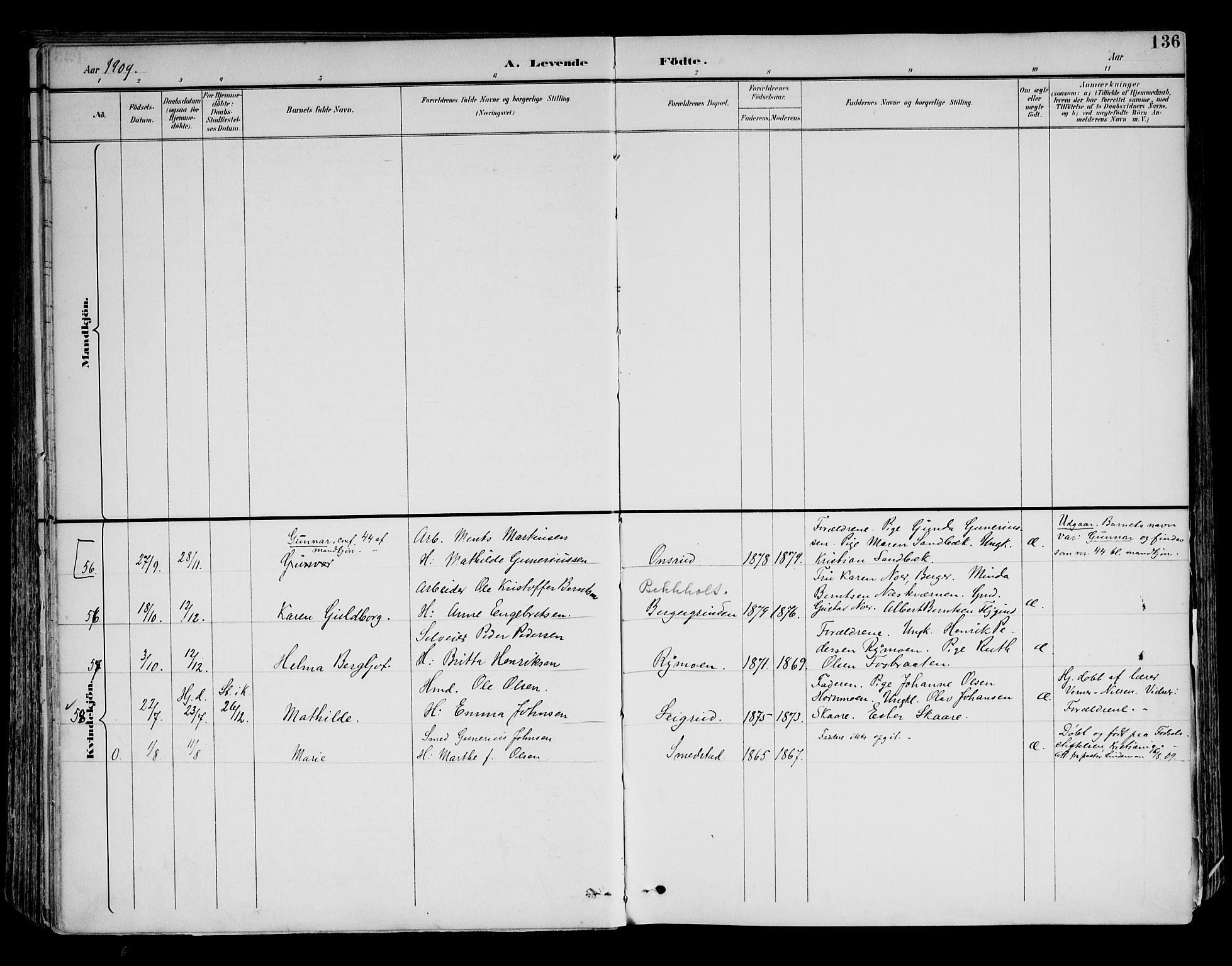 Brandval prestekontor, AV/SAH-PREST-034/H/Ha/Haa/L0003: Parish register (official) no. 3, 1894-1909, p. 136