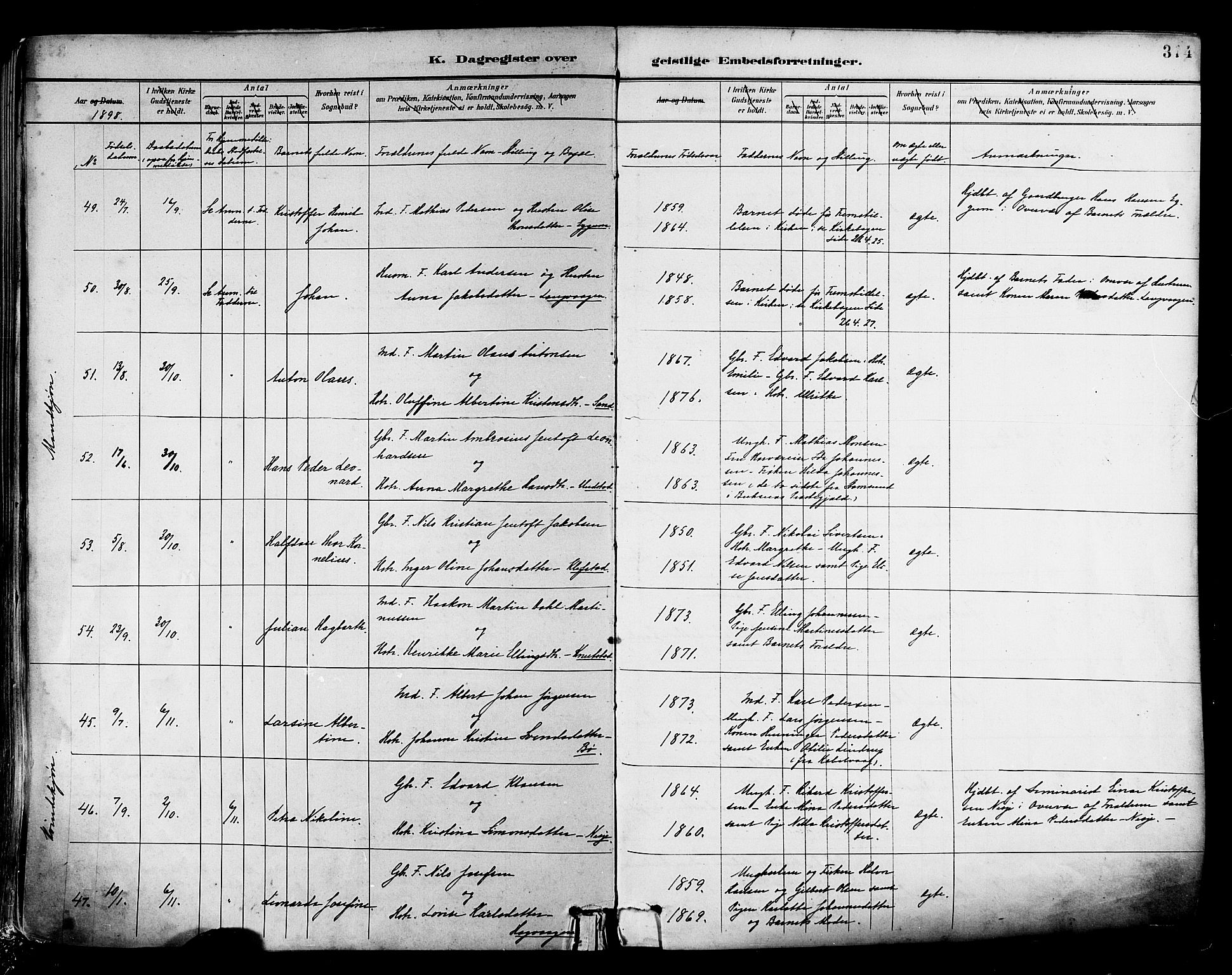 Ministerialprotokoller, klokkerbøker og fødselsregistre - Nordland, AV/SAT-A-1459/880/L1133: Parish register (official) no. 880A07, 1888-1898, p. 374