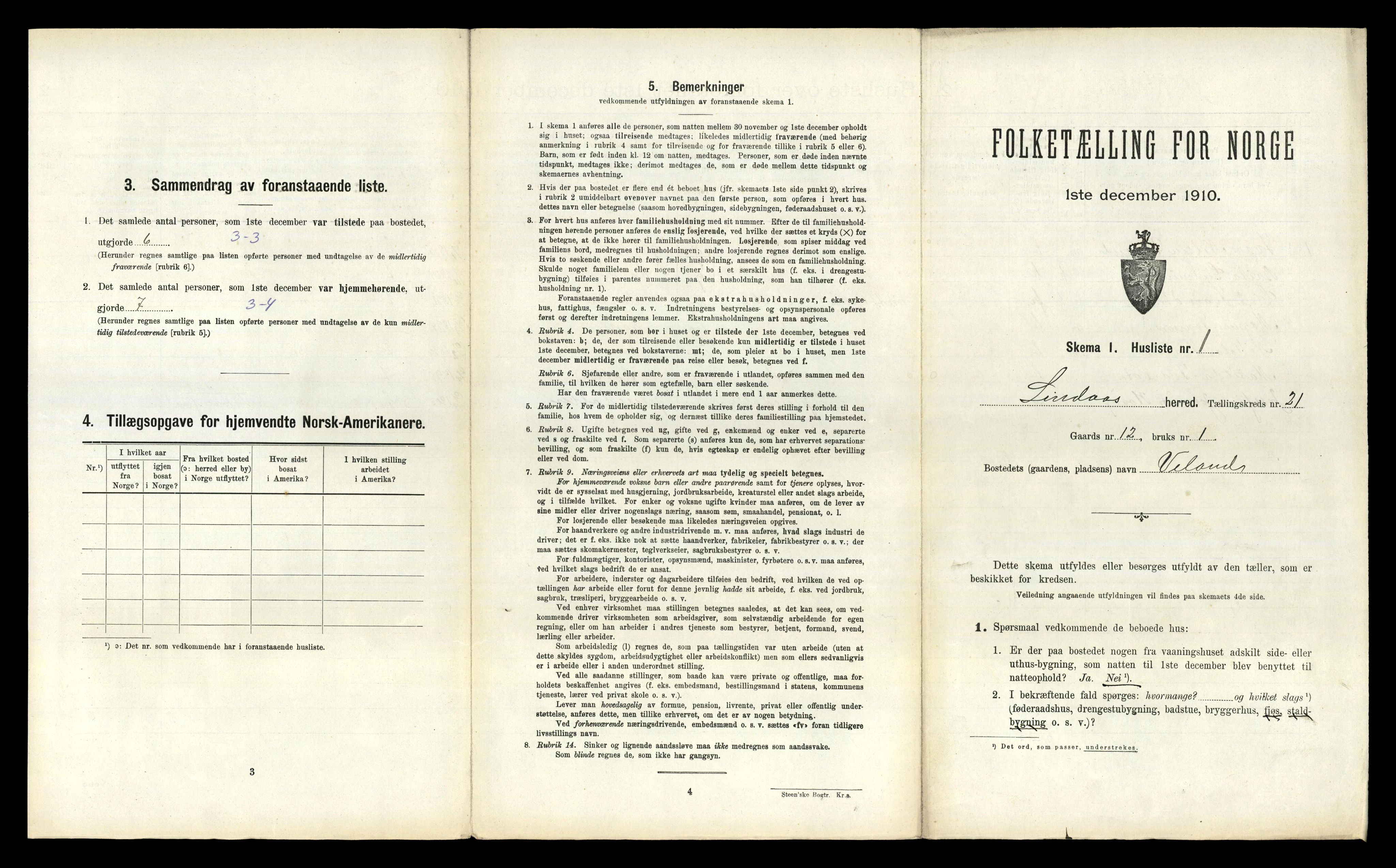 RA, 1910 census for Lindås, 1910, p. 1312