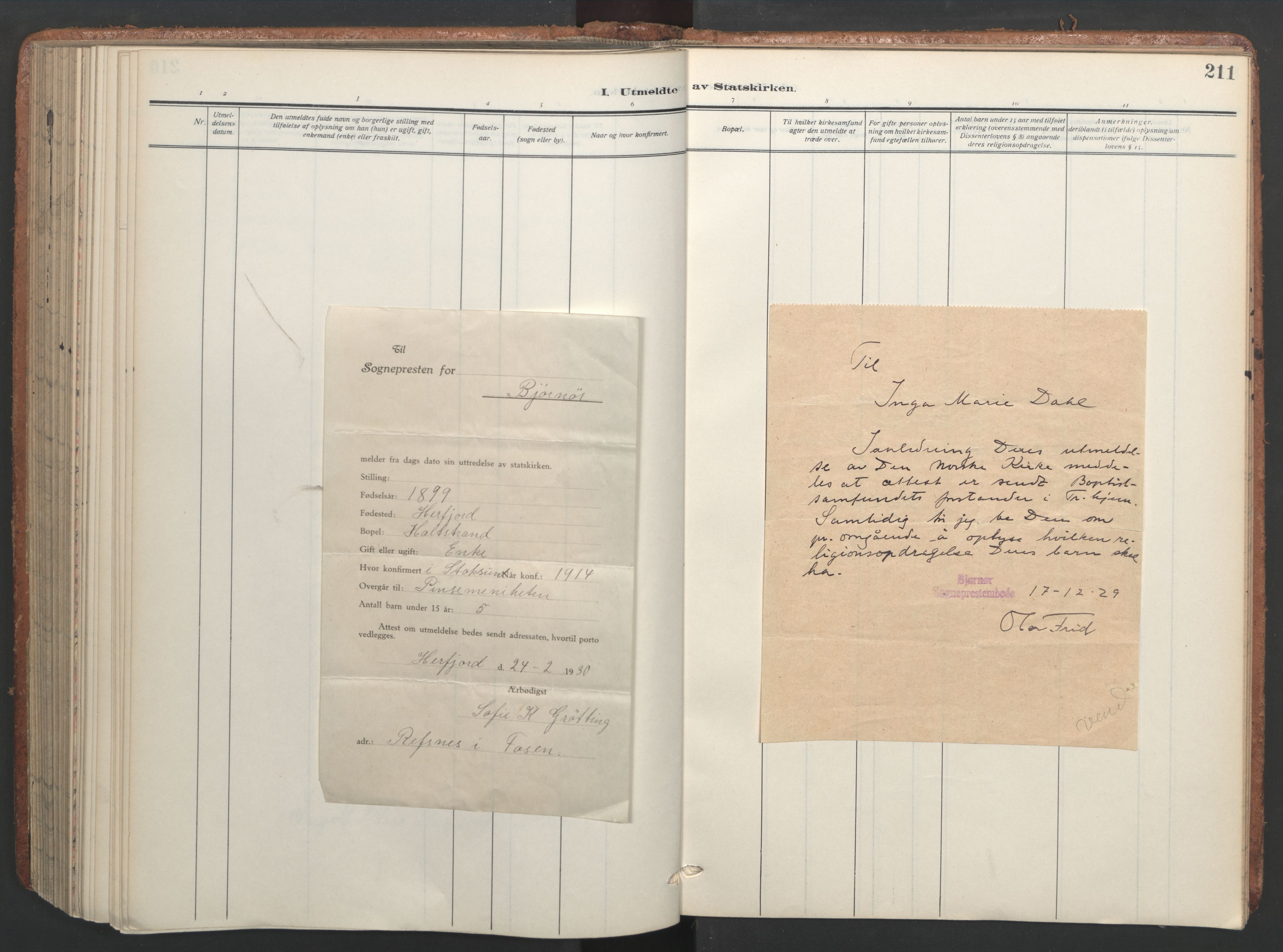 Ministerialprotokoller, klokkerbøker og fødselsregistre - Sør-Trøndelag, SAT/A-1456/656/L0694: Parish register (official) no. 656A03, 1914-1931, p. 211