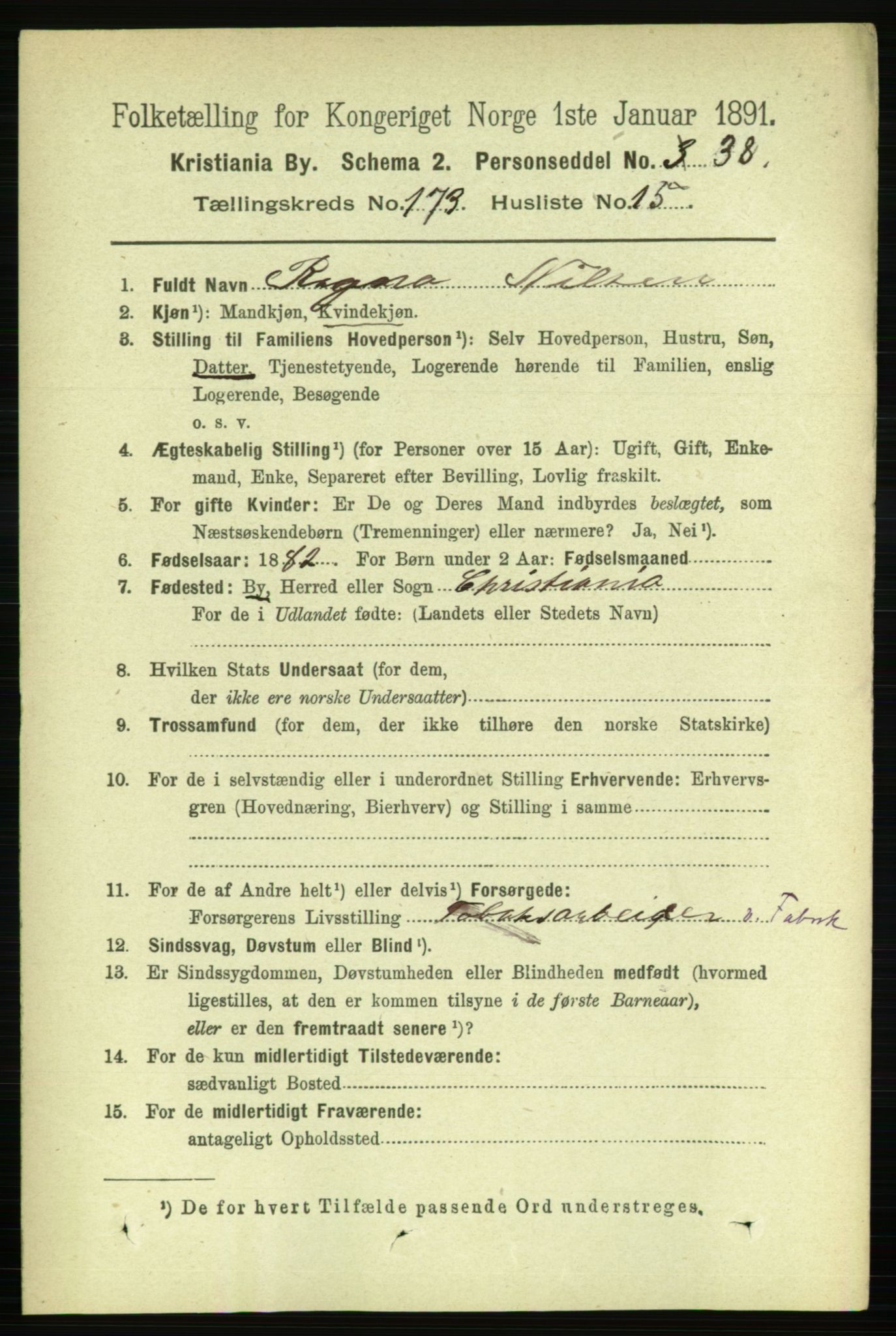 RA, 1891 census for 0301 Kristiania, 1891, p. 103612