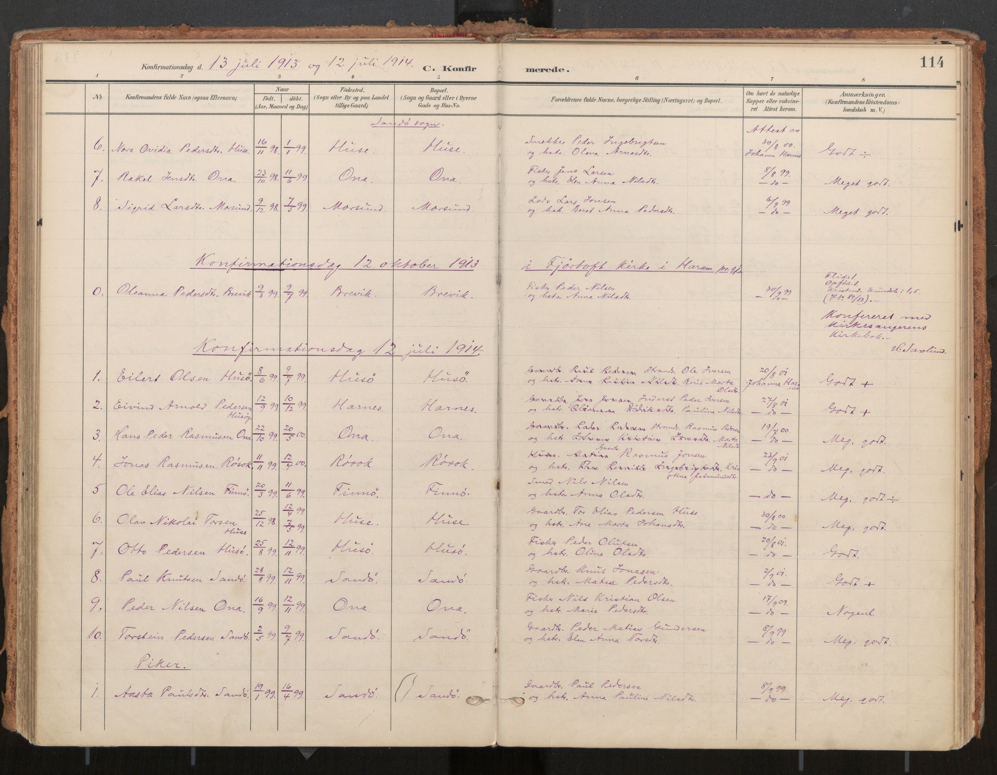 Ministerialprotokoller, klokkerbøker og fødselsregistre - Møre og Romsdal, SAT/A-1454/561/L0730: Parish register (official) no. 561A04, 1901-1929, p. 114