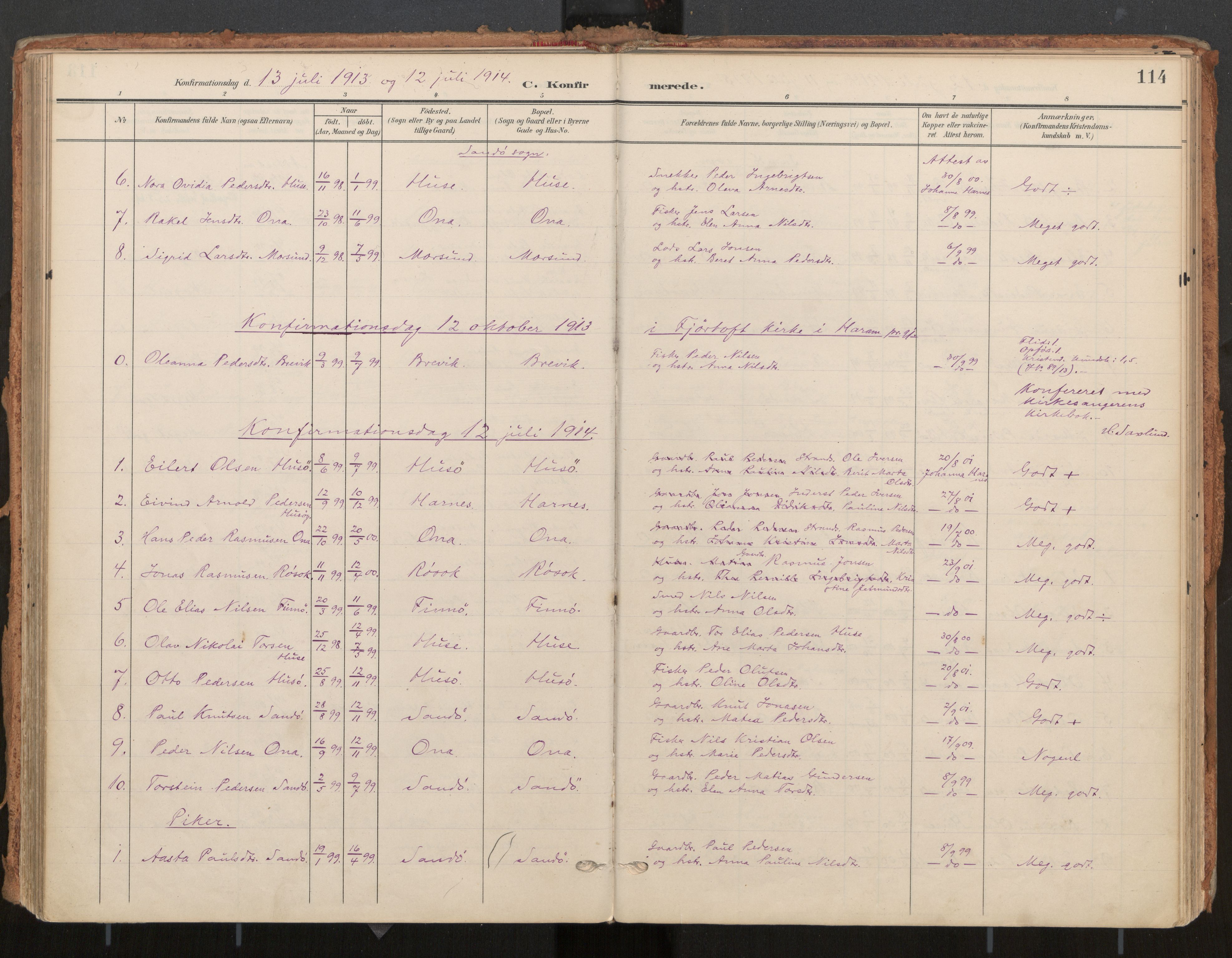 Ministerialprotokoller, klokkerbøker og fødselsregistre - Møre og Romsdal, AV/SAT-A-1454/561/L0730: Parish register (official) no. 561A04, 1901-1929, p. 114