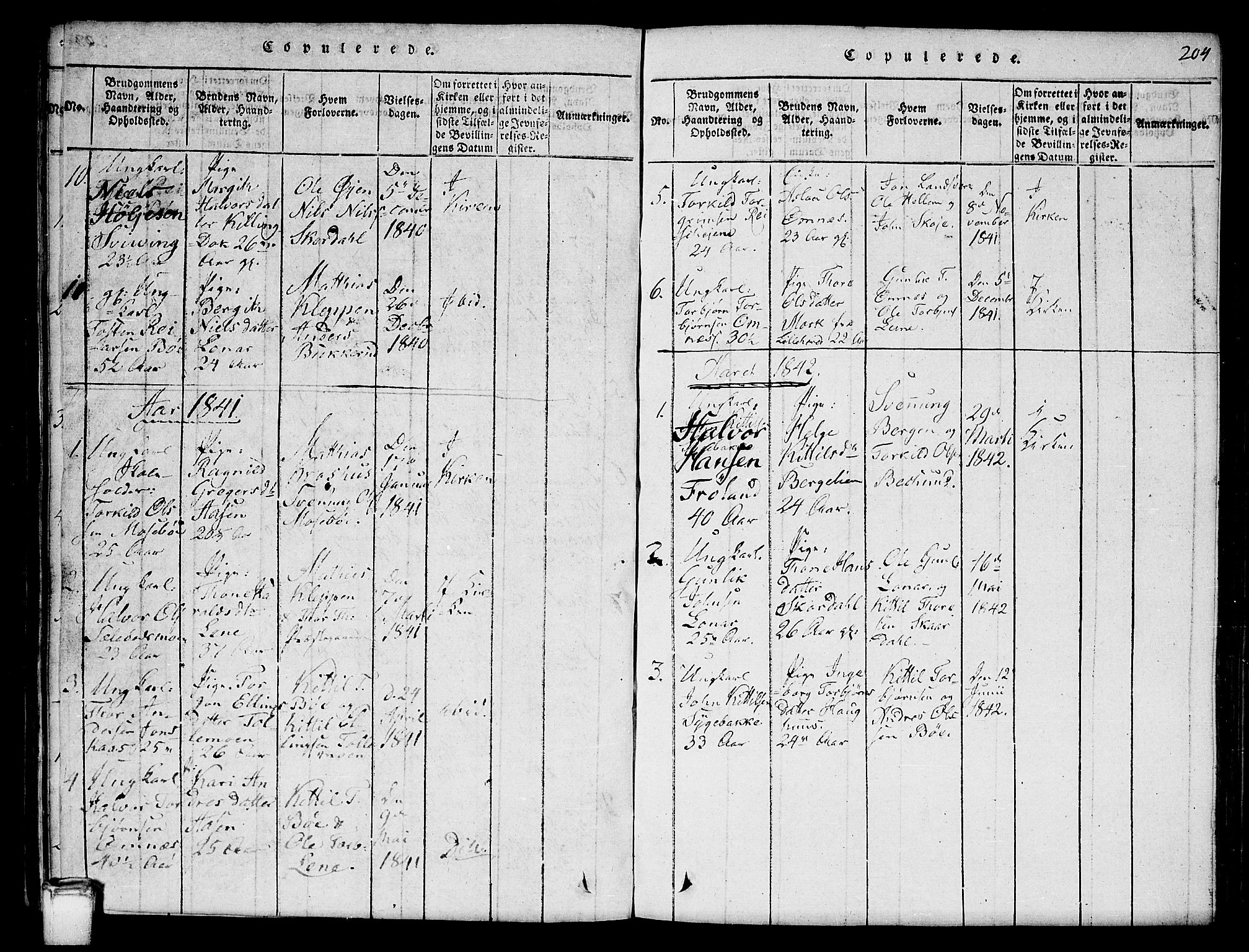Hjartdal kirkebøker, SAKO/A-270/G/Gb/L0001: Parish register (copy) no. II 1, 1815-1842, p. 204