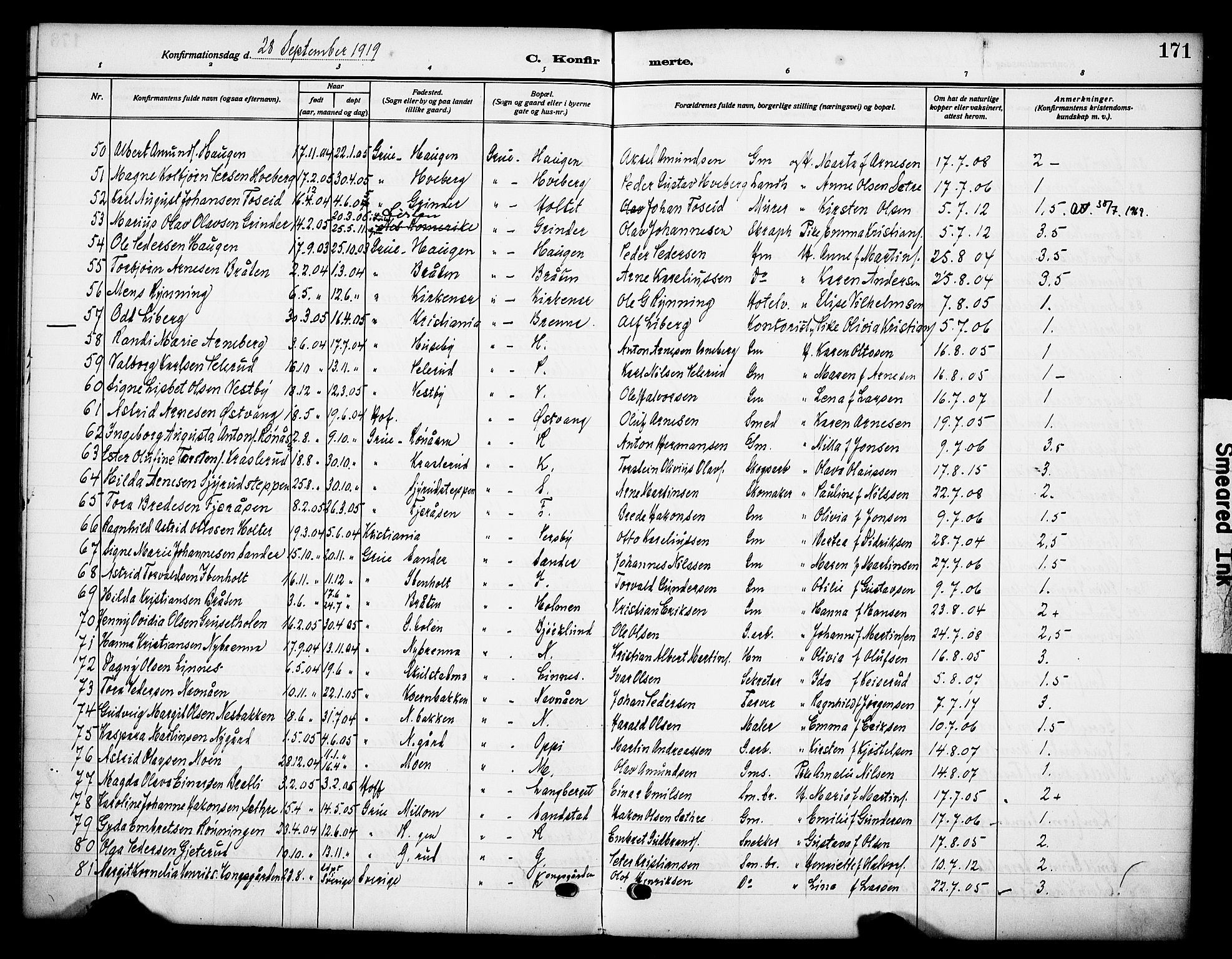 Grue prestekontor, AV/SAH-PREST-036/H/Ha/Haa/L0015: Parish register (official) no. 15, 1911-1922, p. 171