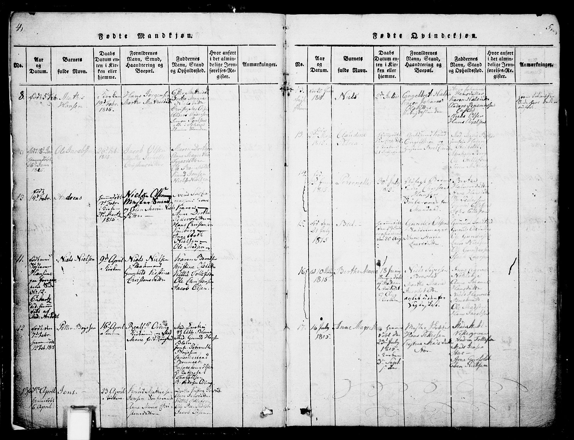 Skien kirkebøker, SAKO/A-302/G/Ga/L0002: Parish register (copy) no. 2, 1814-1842, p. 4-5