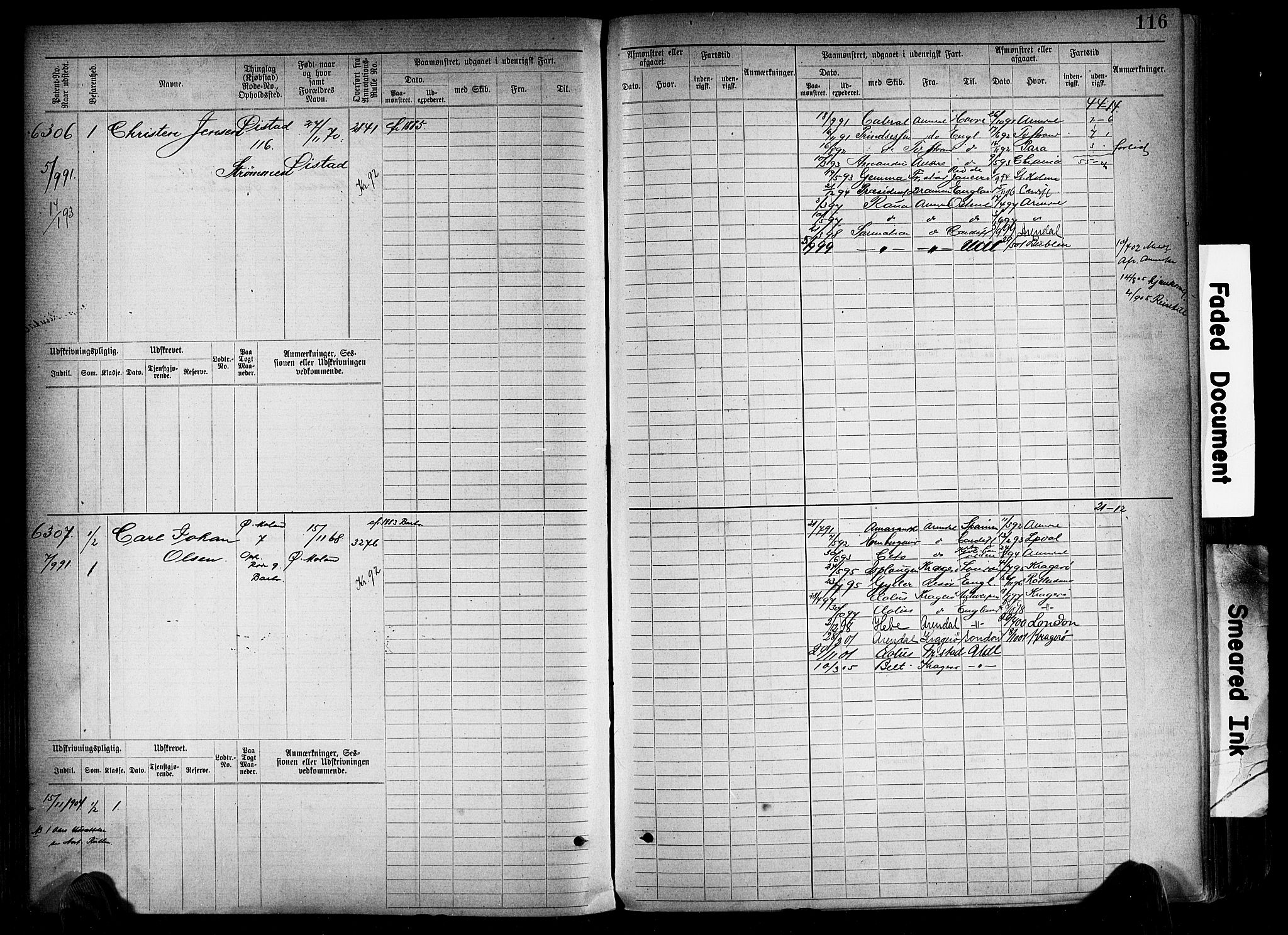 Arendal mønstringskrets, SAK/2031-0012/F/Fb/L0018: Hovedrulle A nr 6077-6849, S-16, 1892-1894, p. 116