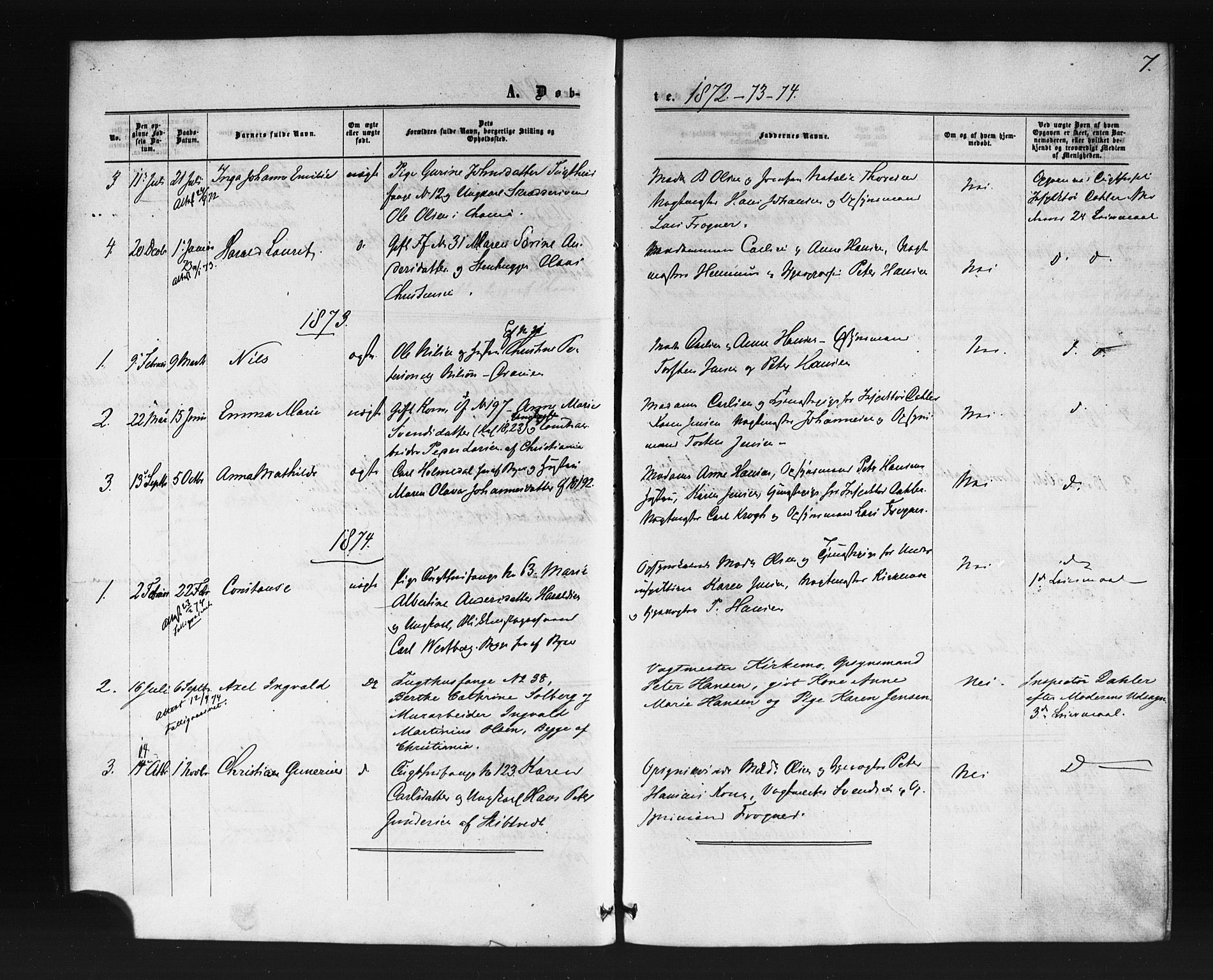 Kristiania tukthusprest Kirkebøker, SAO/A-10881/F/Fa/L0004: Parish register (official) no. 4, 1865-1879, p. 7