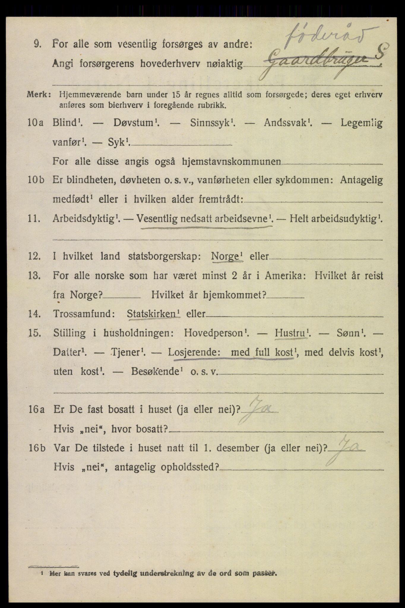 SAK, 1920 census for Gyland, 1920, p. 2417