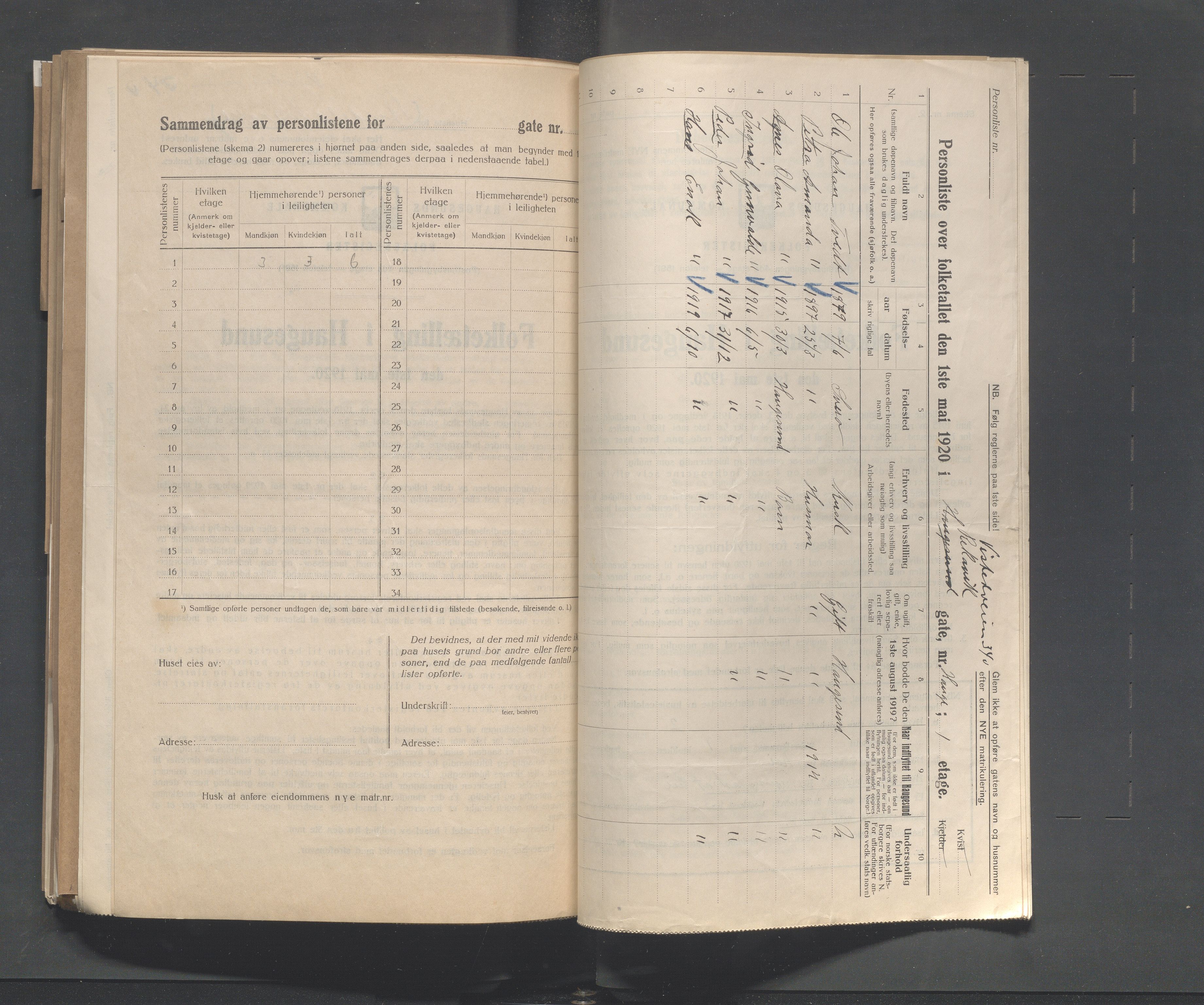 IKAR, Local census 1.5.1920 for Haugesund, 1920, p. 5294