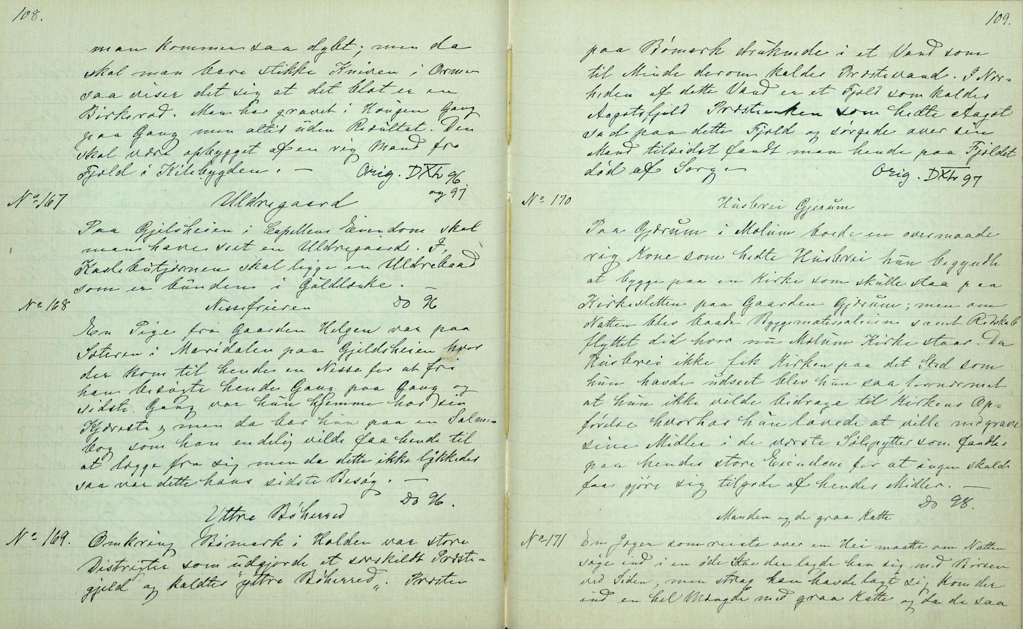 Rikard Berge, TEMU/TGM-A-1003/F/L0007/0008: 251-299 / 258 Bø. Samlet af H. N. Tvedten, 1894, p. 108-109