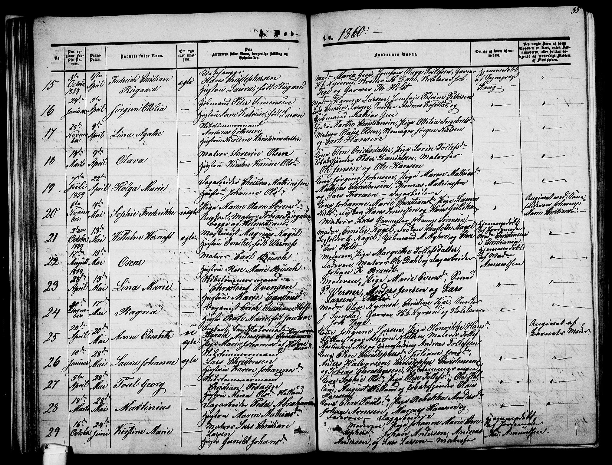 Holmestrand kirkebøker, AV/SAKO-A-346/G/Ga/L0003: Parish register (copy) no. 3, 1849-1874, p. 55