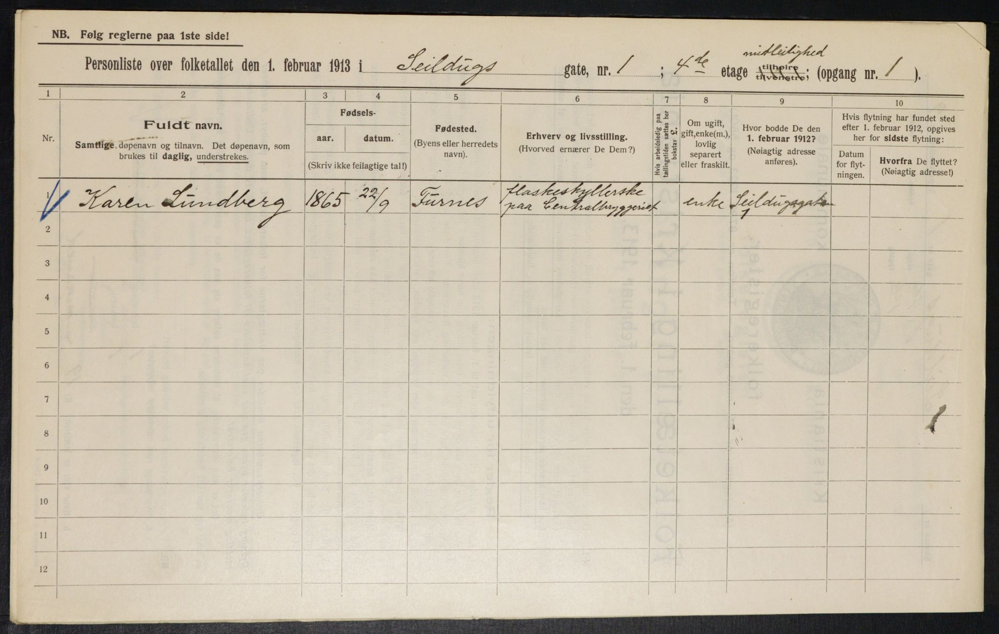 OBA, Municipal Census 1913 for Kristiania, 1913, p. 93807