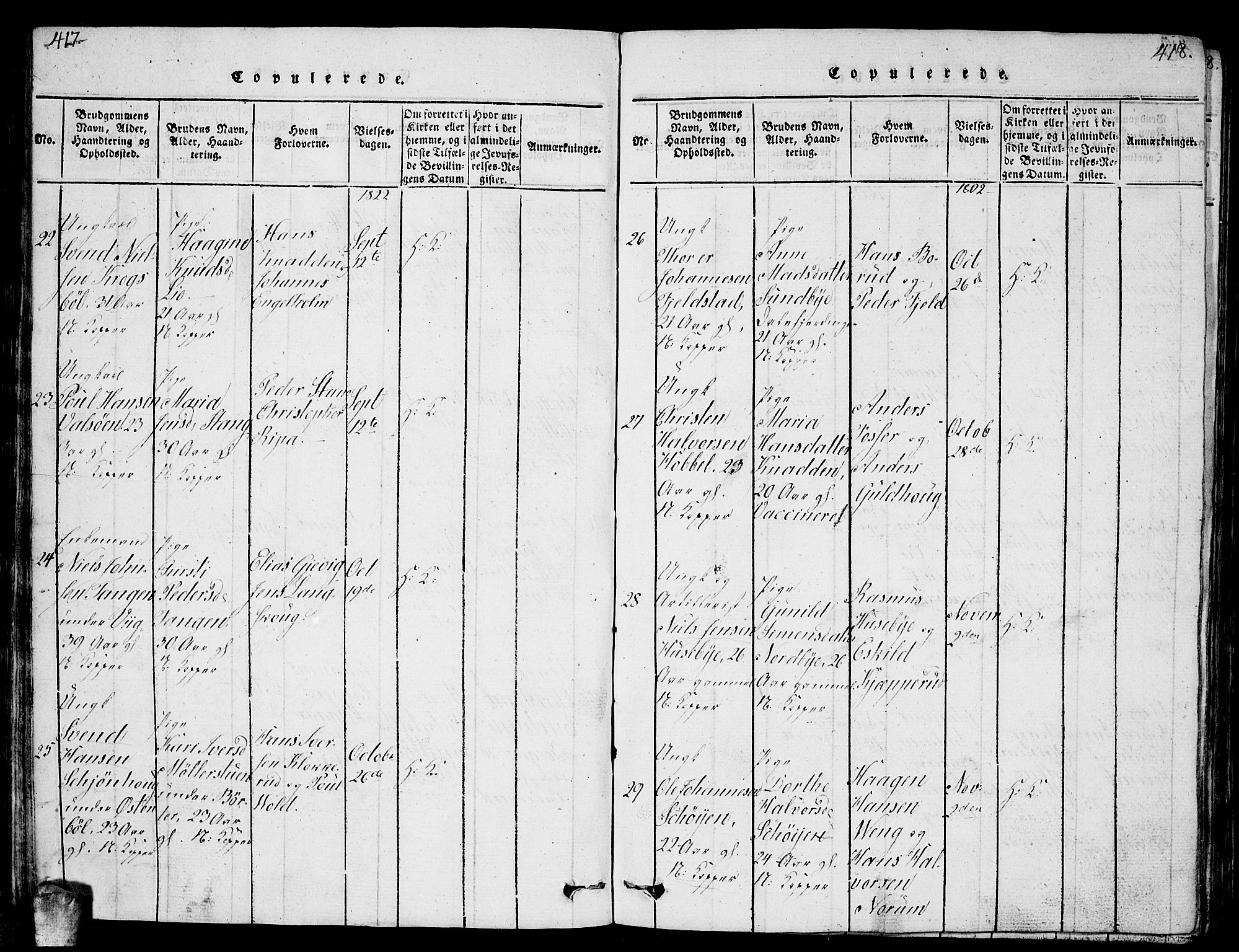 Enebakk prestekontor Kirkebøker, AV/SAO-A-10171c/G/Ga/L0001: Parish register (copy) no. I 1, 1815-1833, p. 419-420