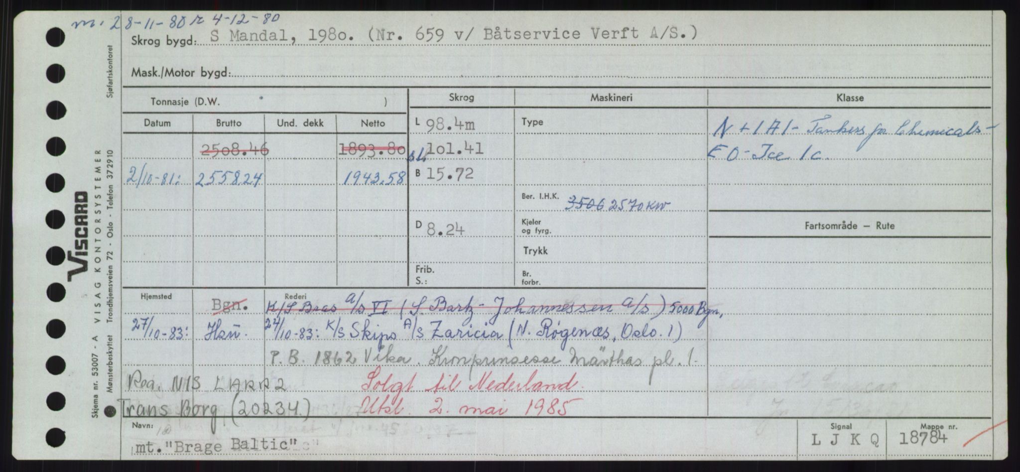 Sjøfartsdirektoratet med forløpere, Skipsmålingen, RA/S-1627/H/Hd/L0005: Fartøy, Br-Byg, p. 33