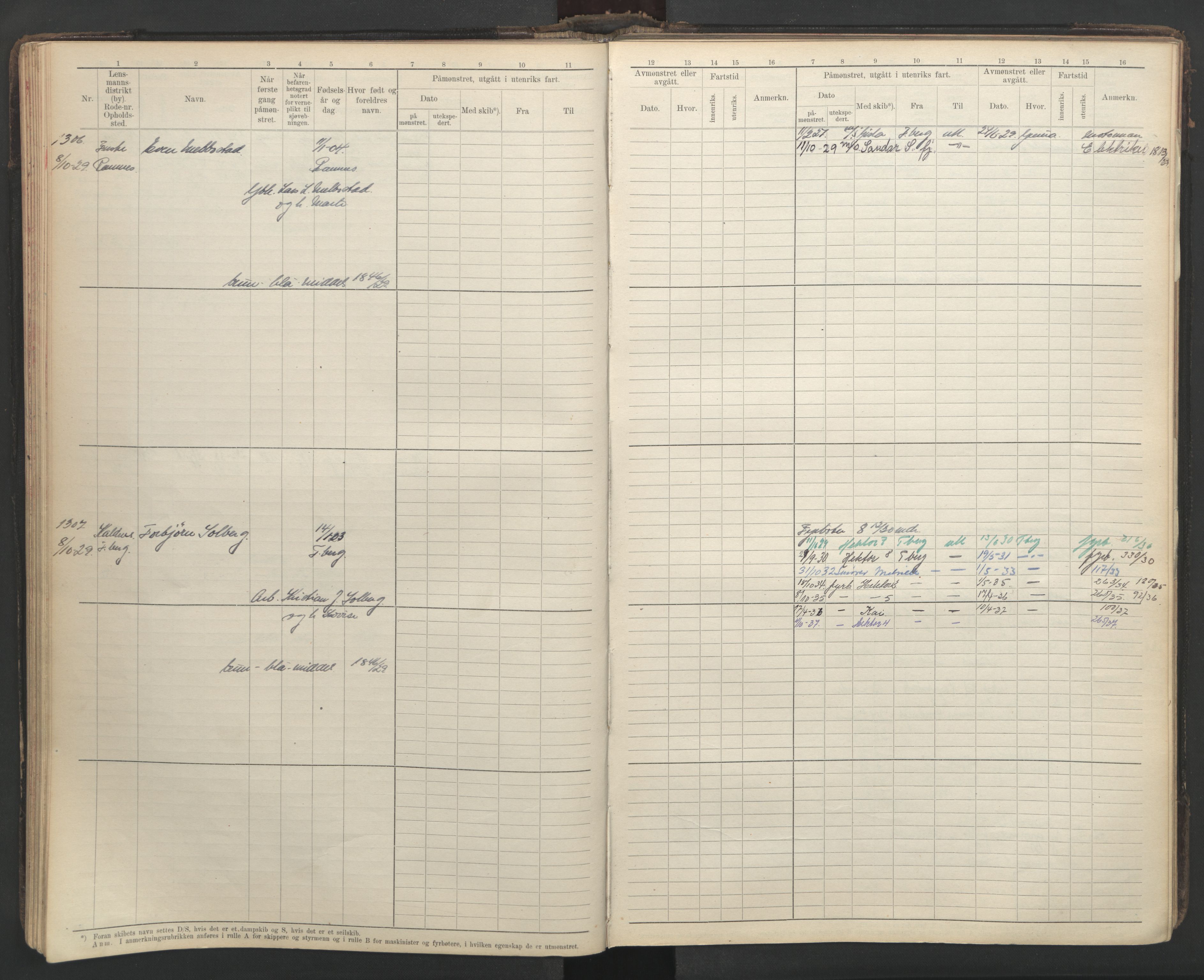 Tønsberg innrulleringskontor, SAKO/A-786/F/Fe/L0003: Maskinist- og fyrbøterrulle Patent nr. 111-1734, 1924-1937, p. 102