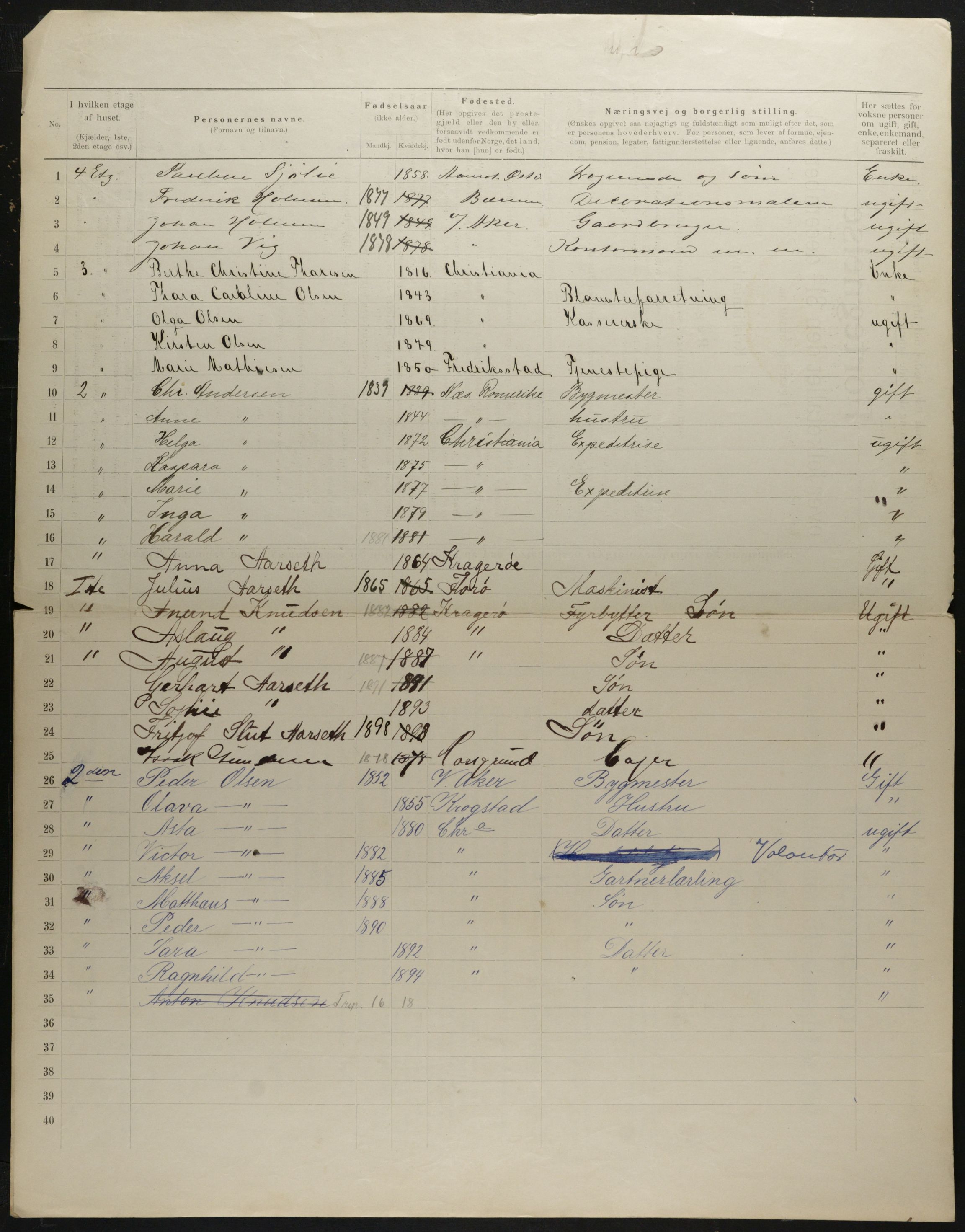 OBA, Municipal Census 1901 for Kristiania, 1901, p. 2123