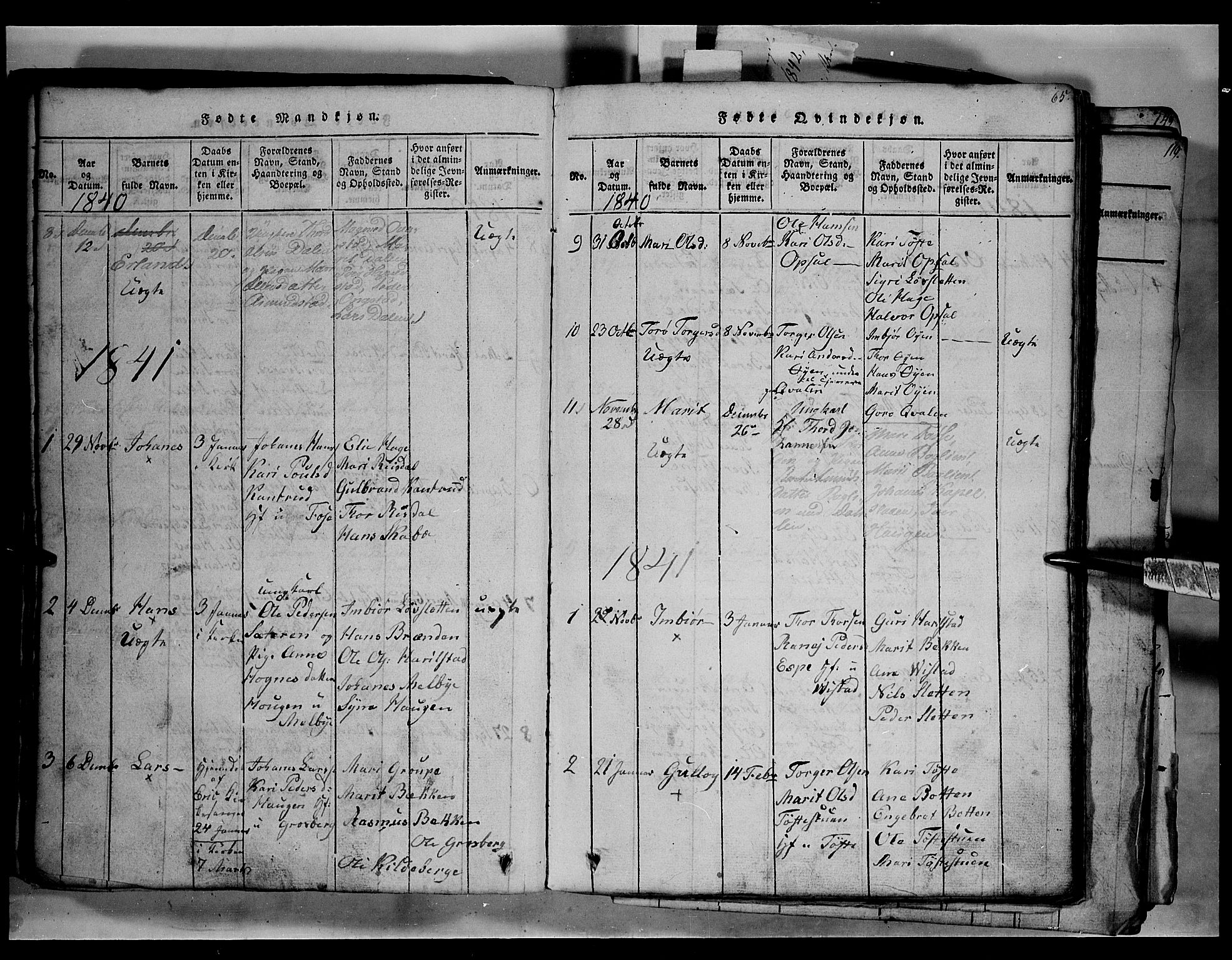 Fron prestekontor, SAH/PREST-078/H/Ha/Hab/L0003: Parish register (copy) no. 3, 1816-1850, p. 65