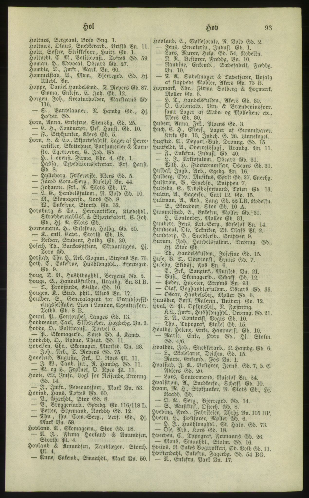 Kristiania/Oslo adressebok, PUBL/-, 1881, p. 93