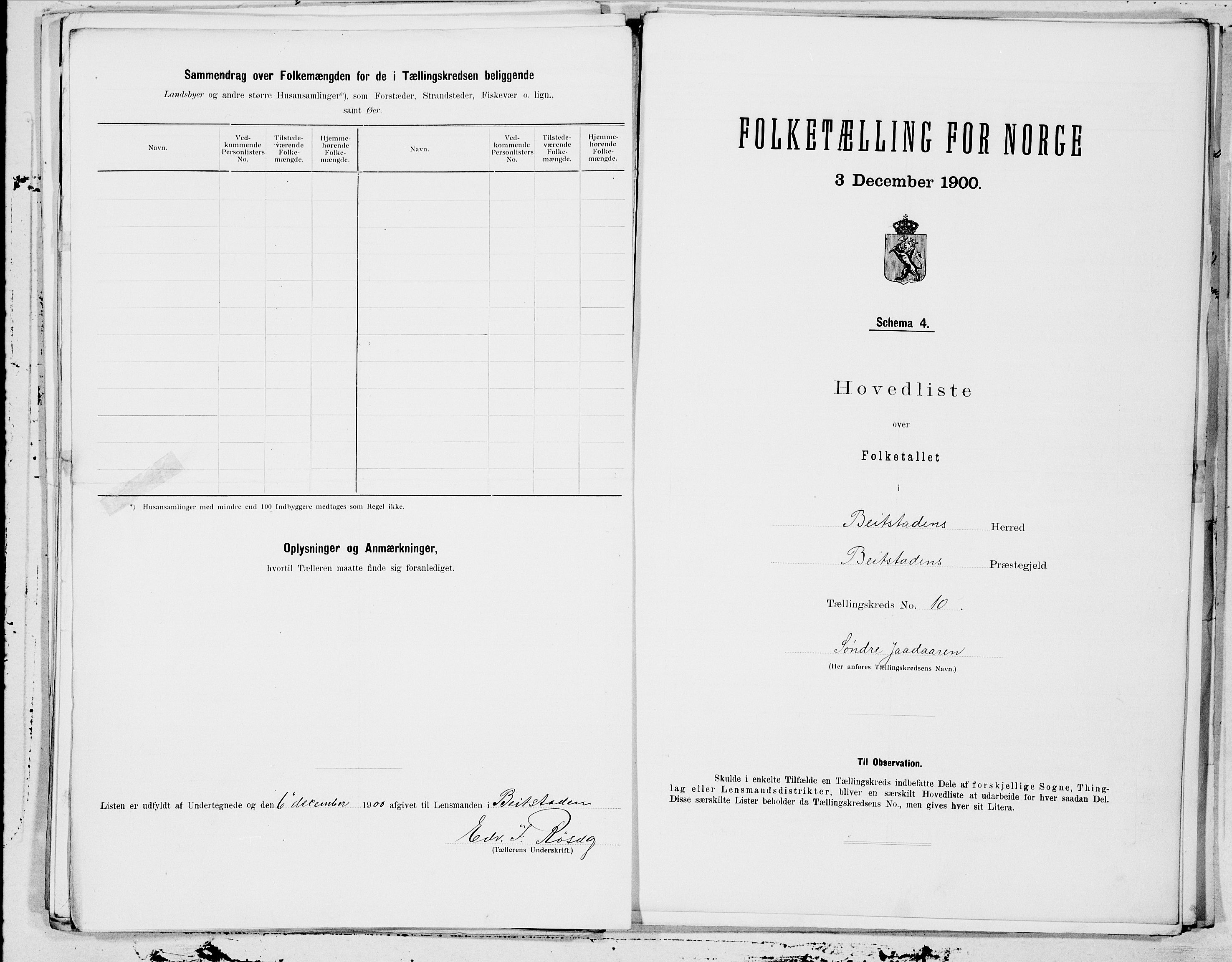 SAT, 1900 census for Beitstad, 1900, p. 20