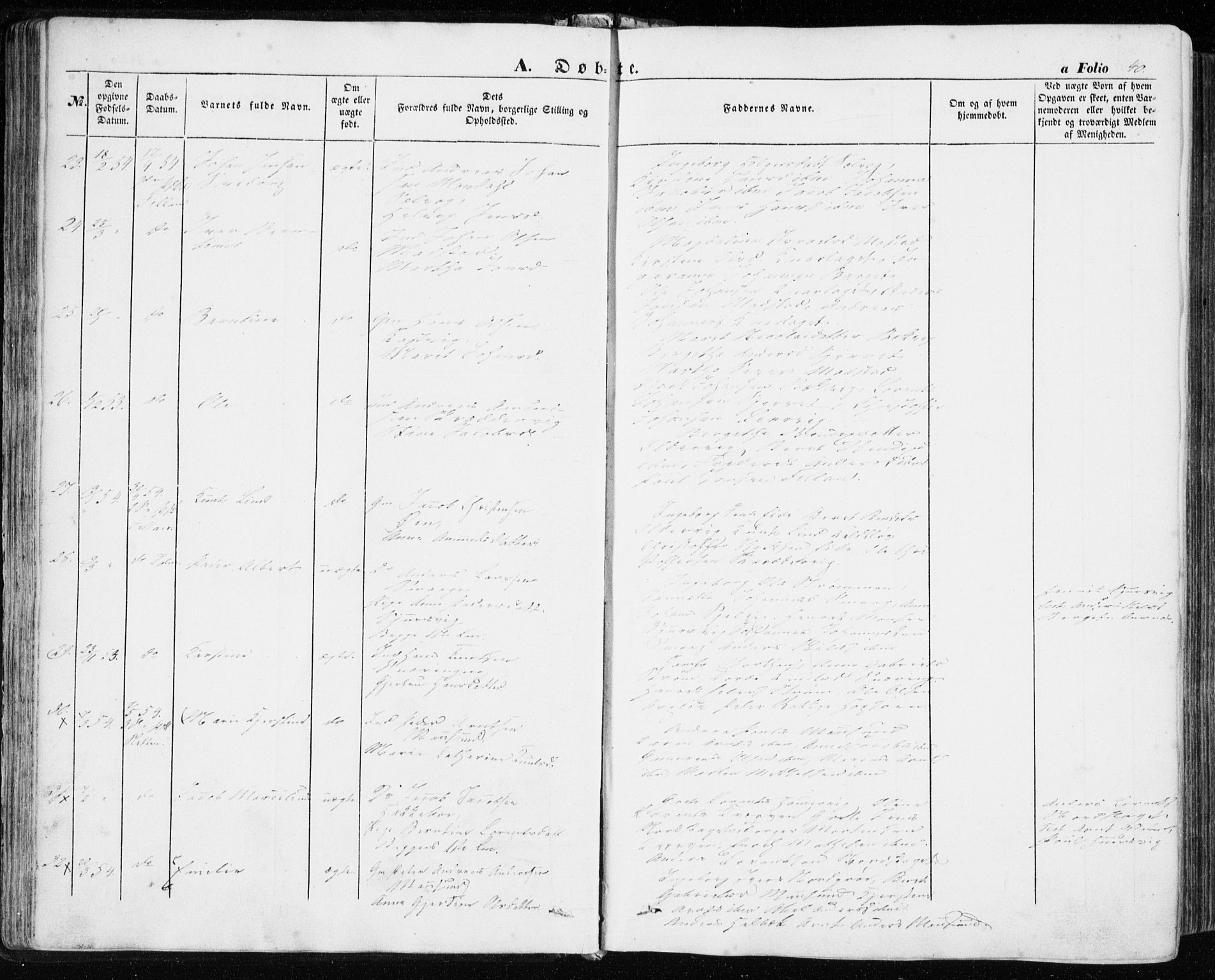 Ministerialprotokoller, klokkerbøker og fødselsregistre - Sør-Trøndelag, AV/SAT-A-1456/634/L0530: Parish register (official) no. 634A06, 1852-1860, p. 40