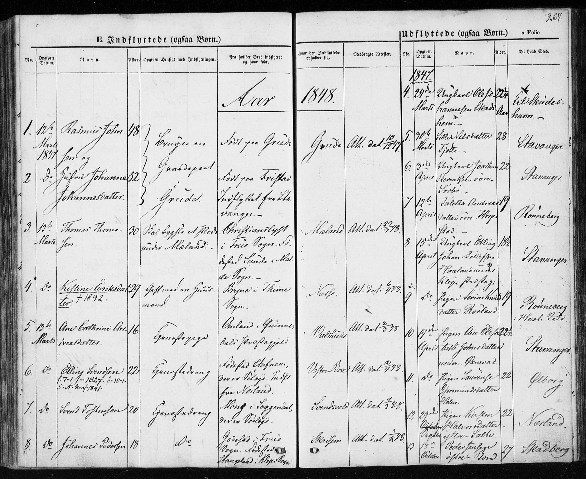 Klepp sokneprestkontor, SAST/A-101803/001/3/30BA/L0004: Parish register (official) no. A 4, 1842-1852, p. 267