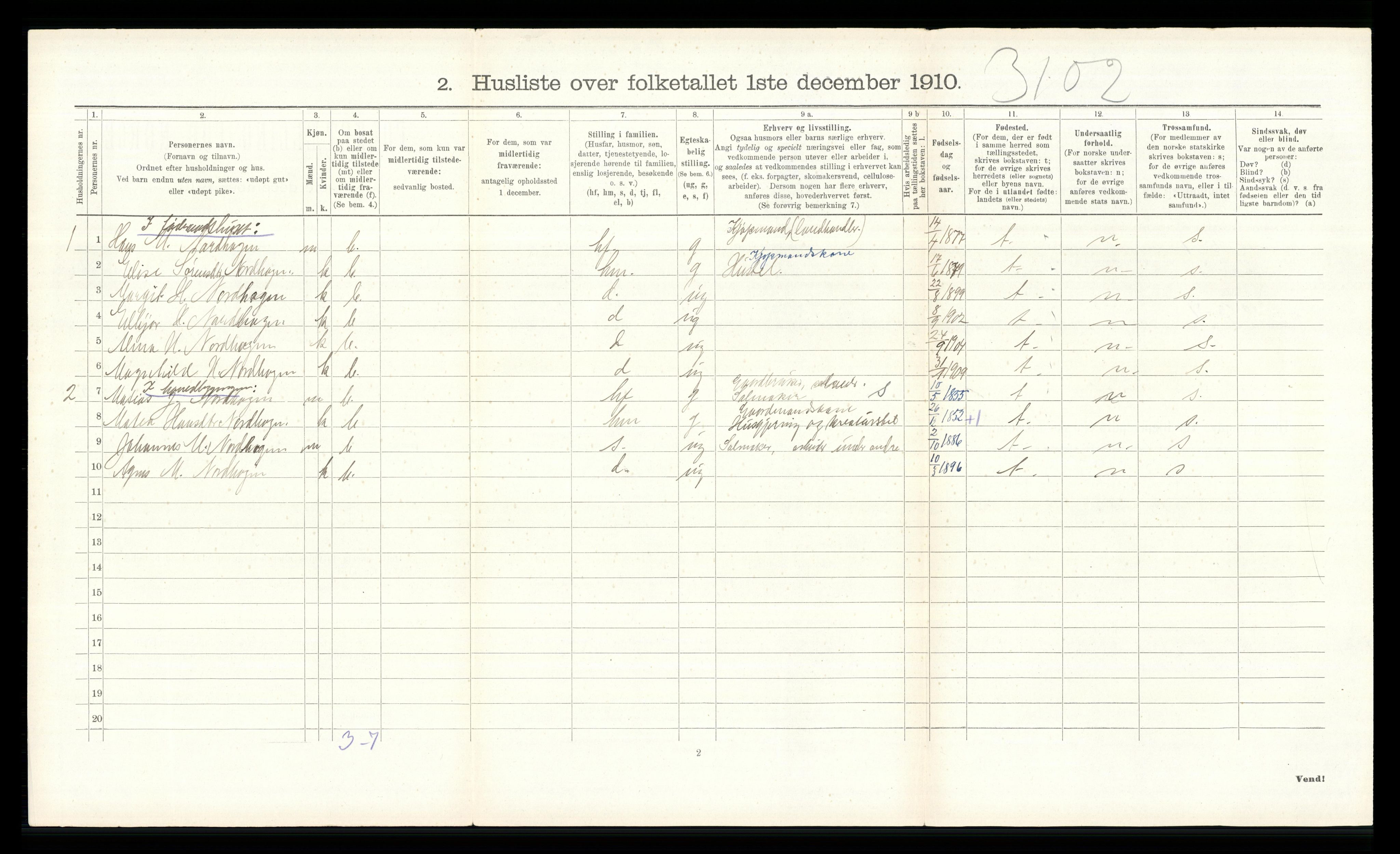 RA, 1910 census for Ringsaker, 1910, p. 916