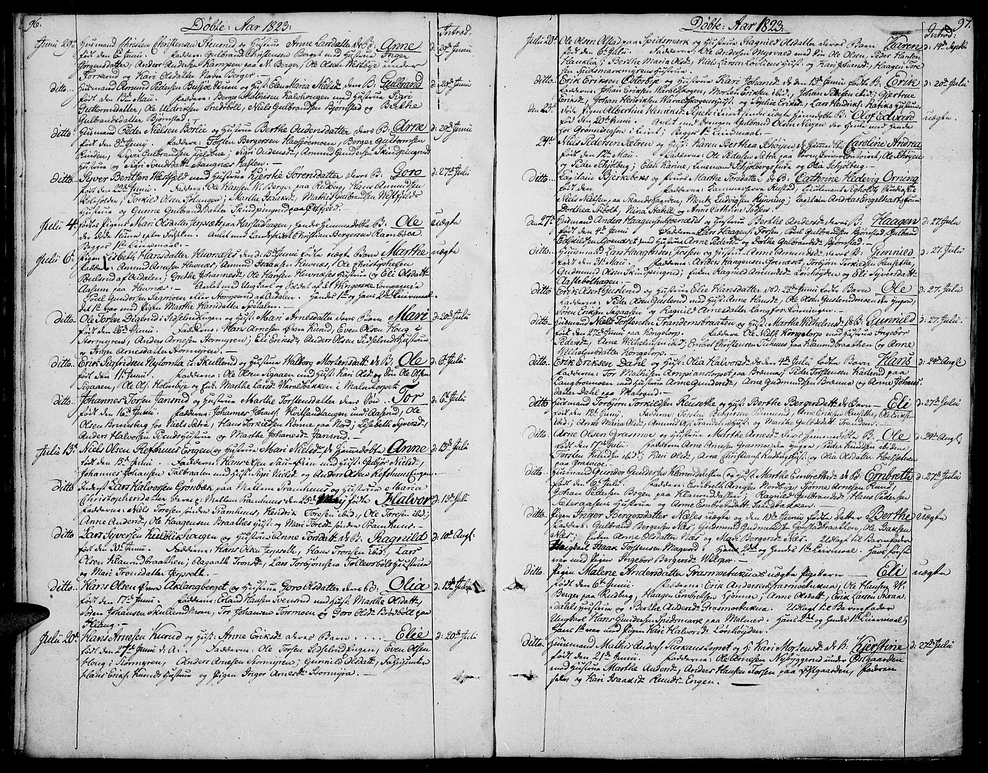 Vinger prestekontor, AV/SAH-PREST-024/H/Ha/Hab/L0002: Parish register (copy) no. 2, 1818-1834, p. 96-97