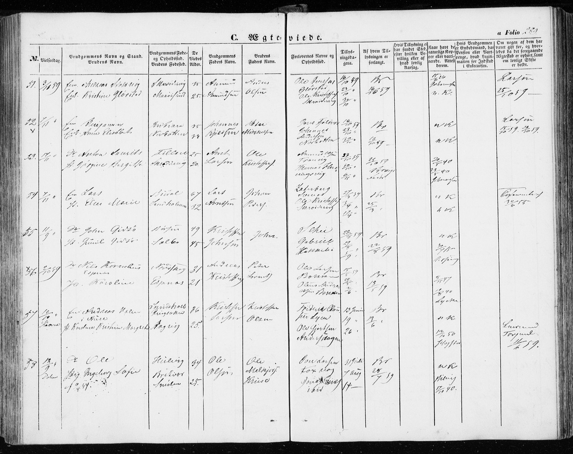 Ministerialprotokoller, klokkerbøker og fødselsregistre - Sør-Trøndelag, SAT/A-1456/634/L0530: Parish register (official) no. 634A06, 1852-1860, p. 289