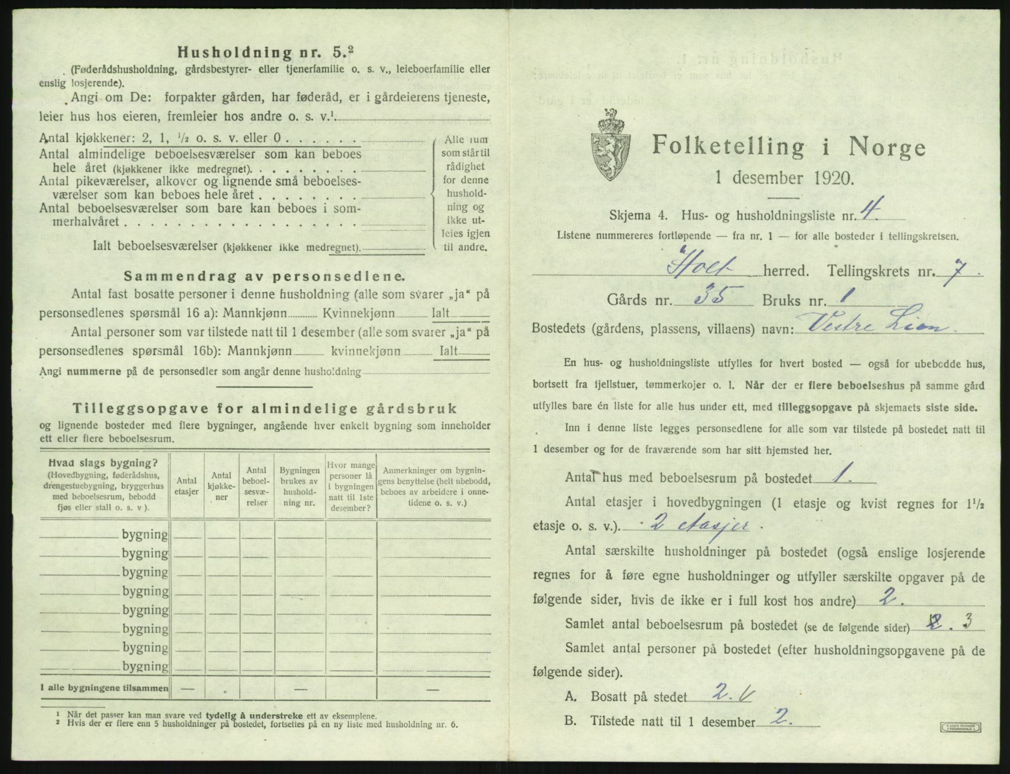 SAK, 1920 census for Holt, 1920, p. 590