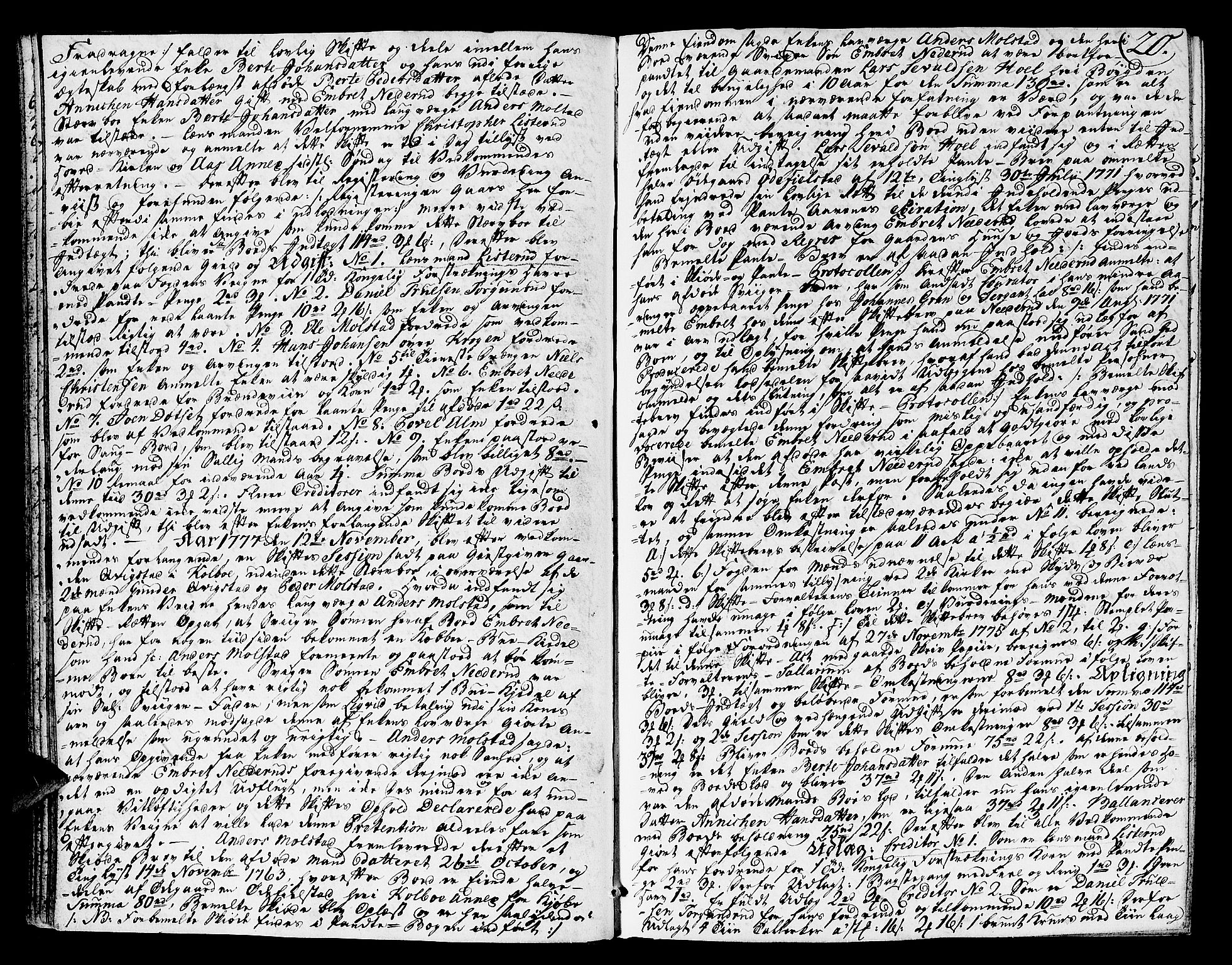 Toten tingrett, AV/SAH-TING-006/J/Ja/L0011: Skifteprotokoll, 1777-1790, p. 19b-20a