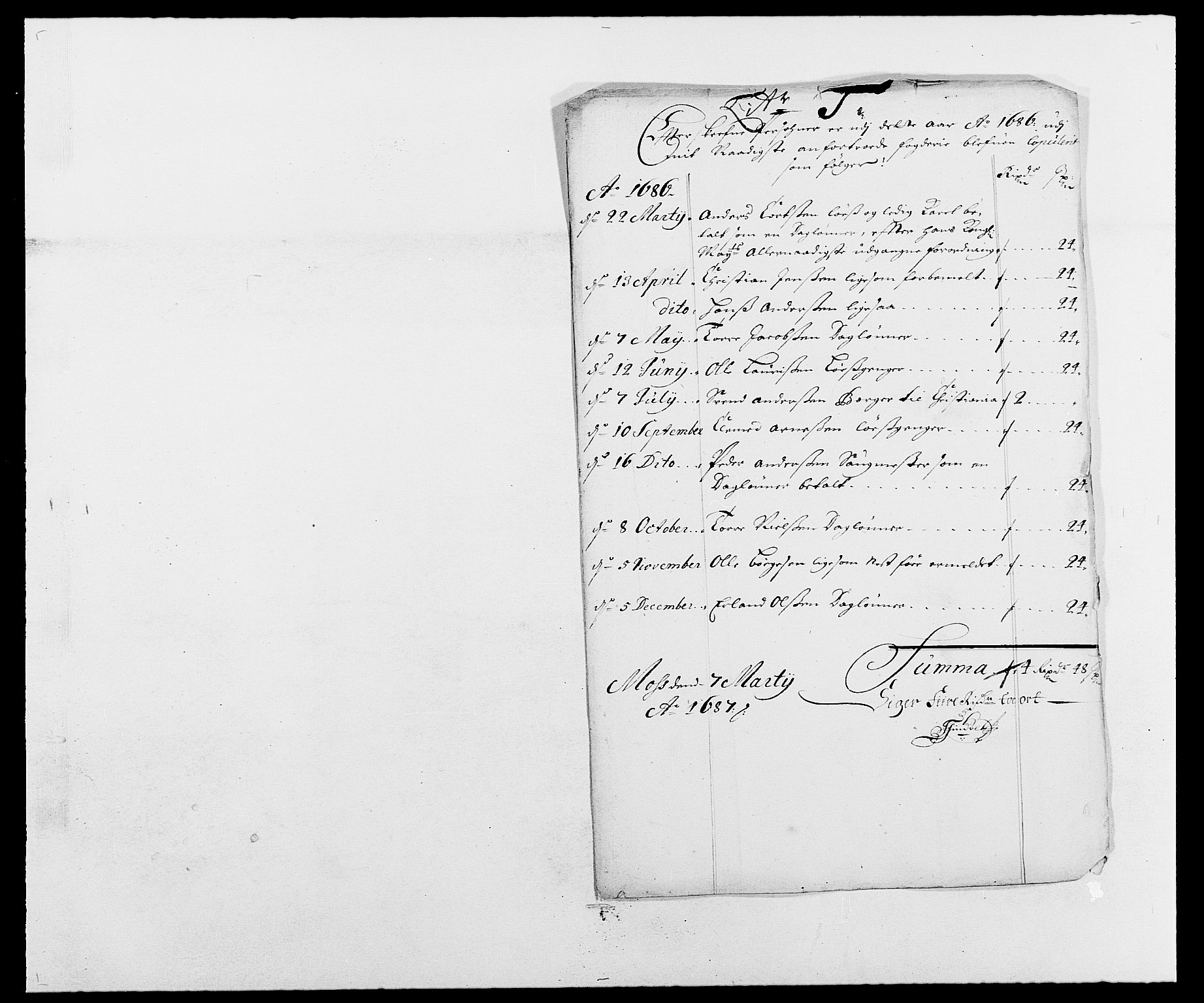 Rentekammeret inntil 1814, Reviderte regnskaper, Fogderegnskap, AV/RA-EA-4092/R02/L0105: Fogderegnskap Moss og Verne kloster, 1685-1687, p. 260