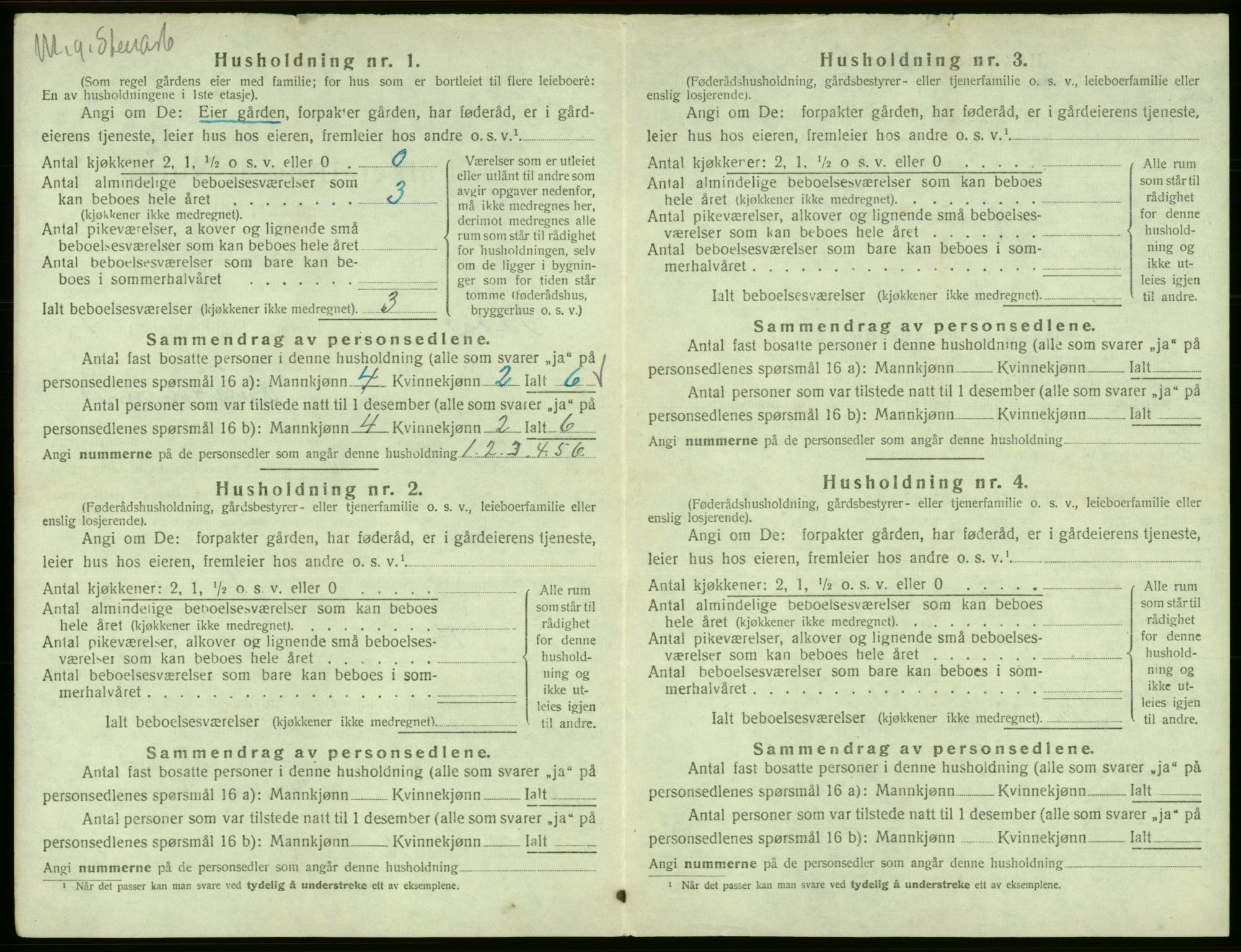 SAB, 1920 census for Odda, 1920, p. 172