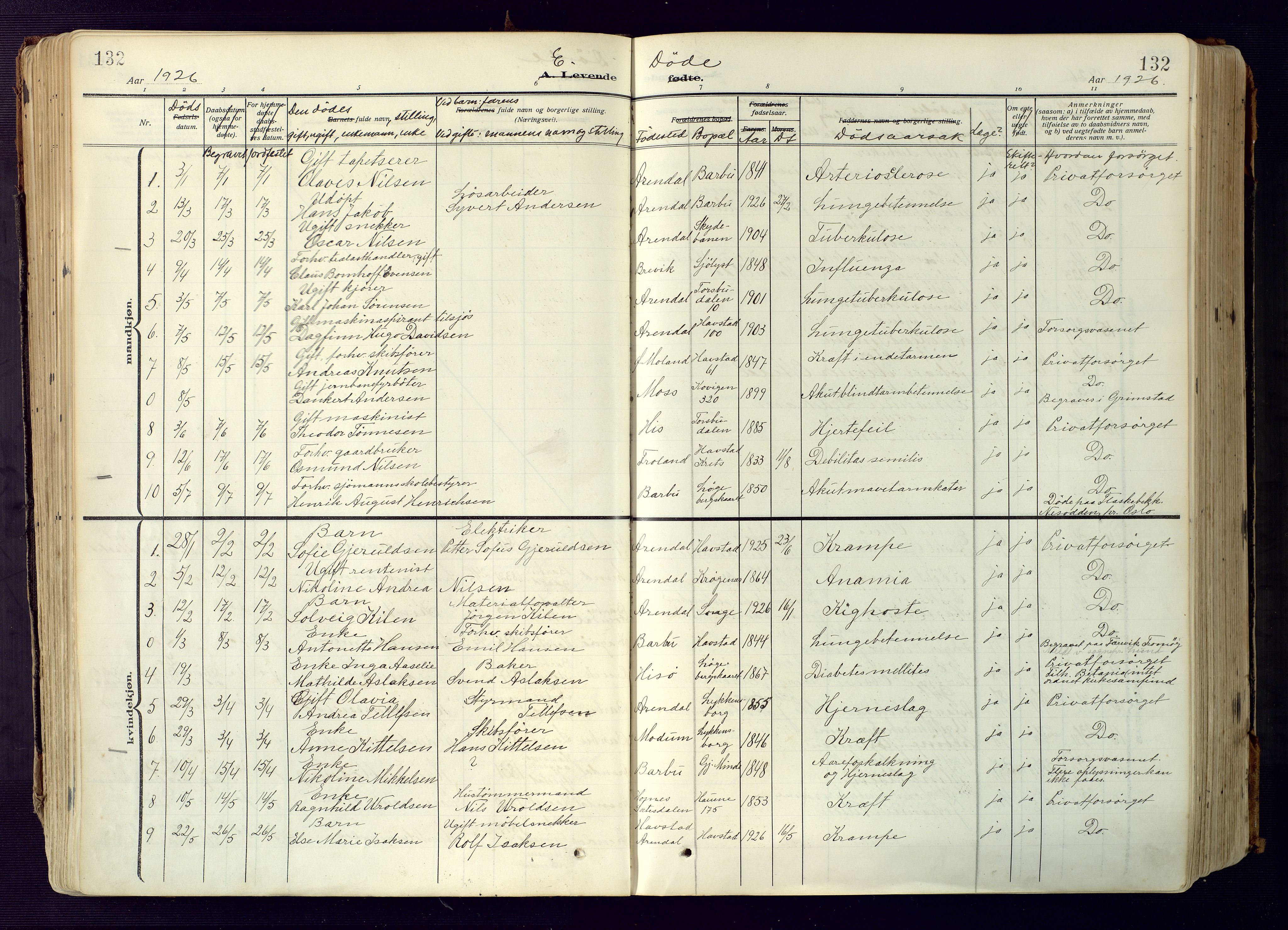 Barbu sokneprestkontor, SAK/1111-0003/F/Fa/L0006: Parish register (official) no. A 6, 1910-1929, p. 132