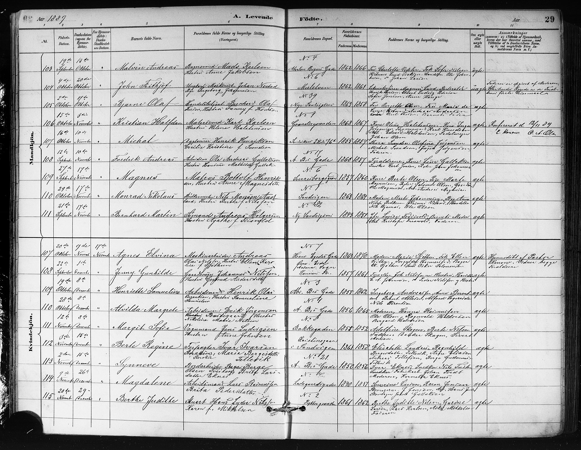 Sandviken Sokneprestembete, AV/SAB-A-77601/H/Hb/L0002: Parish register (copy) no. A 3, 1888-1902, p. 29