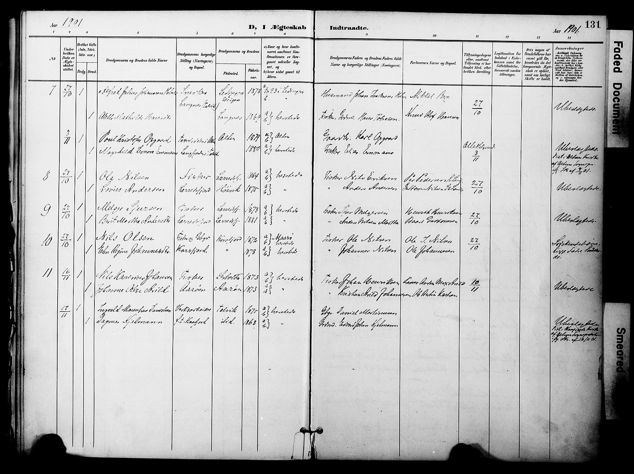Talvik sokneprestkontor, SATØ/S-1337/H/Ha/L0014kirke: Parish register (official) no. 14, 1897-1905, p. 131