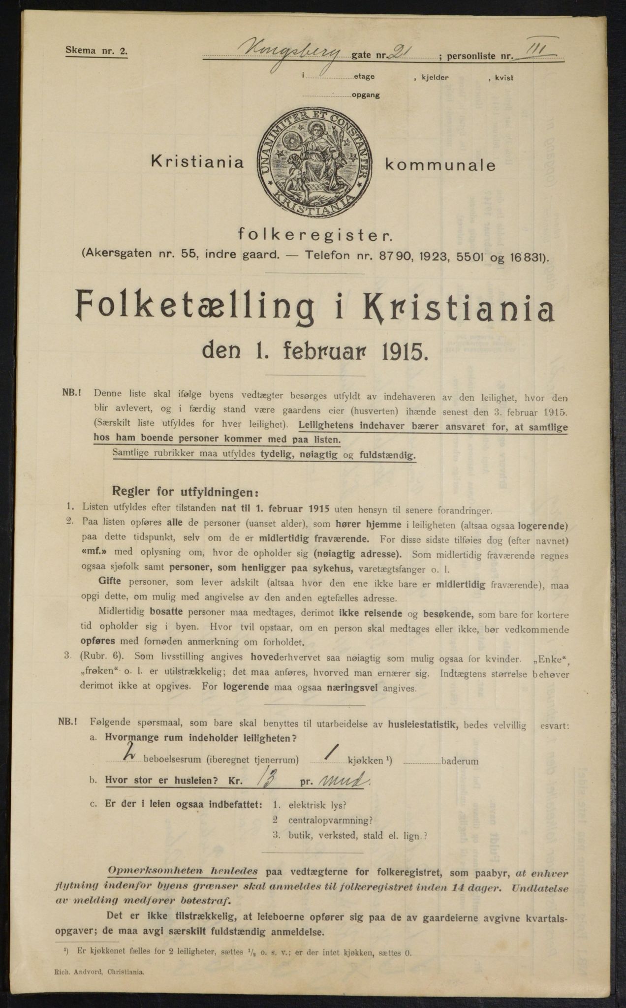 OBA, Municipal Census 1915 for Kristiania, 1915, p. 52494