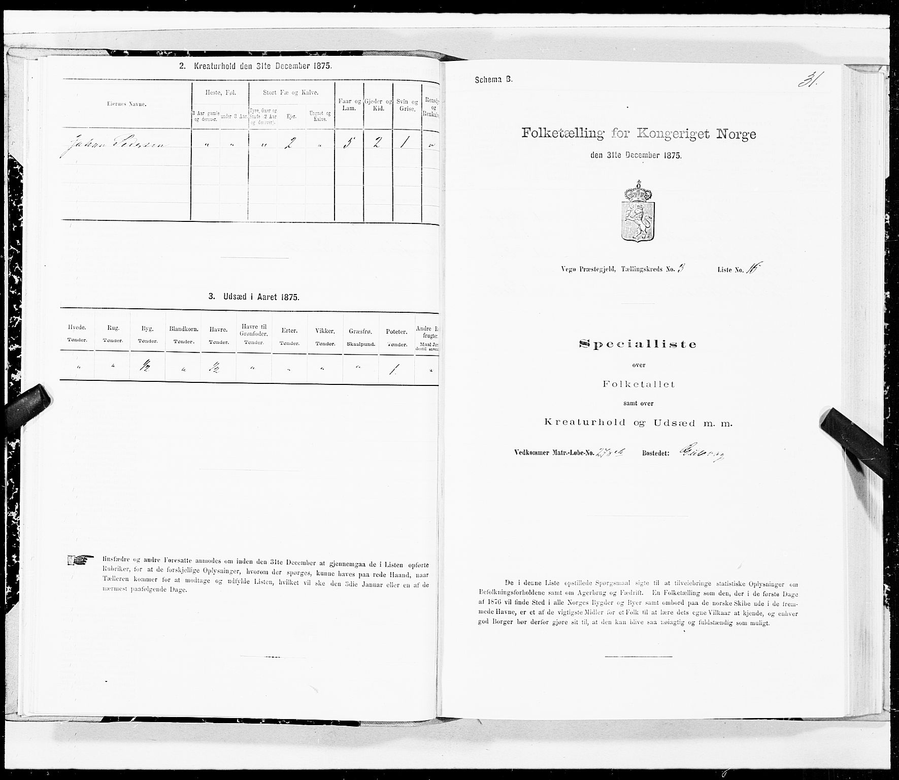 SAT, 1875 census for 1815P Vega, 1875, p. 2031