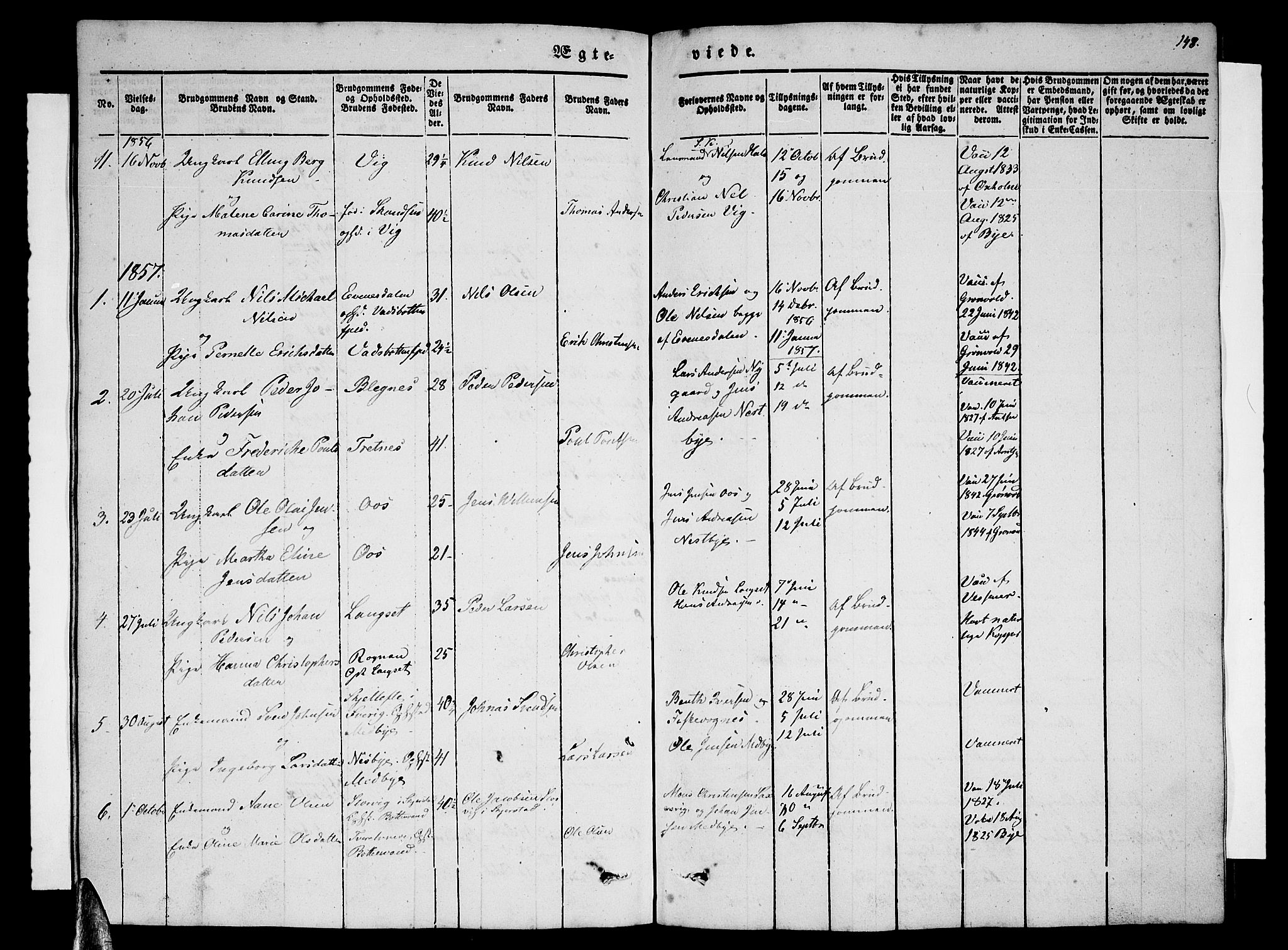 Ministerialprotokoller, klokkerbøker og fødselsregistre - Nordland, SAT/A-1459/847/L0678: Parish register (copy) no. 847C06, 1854-1870, p. 148